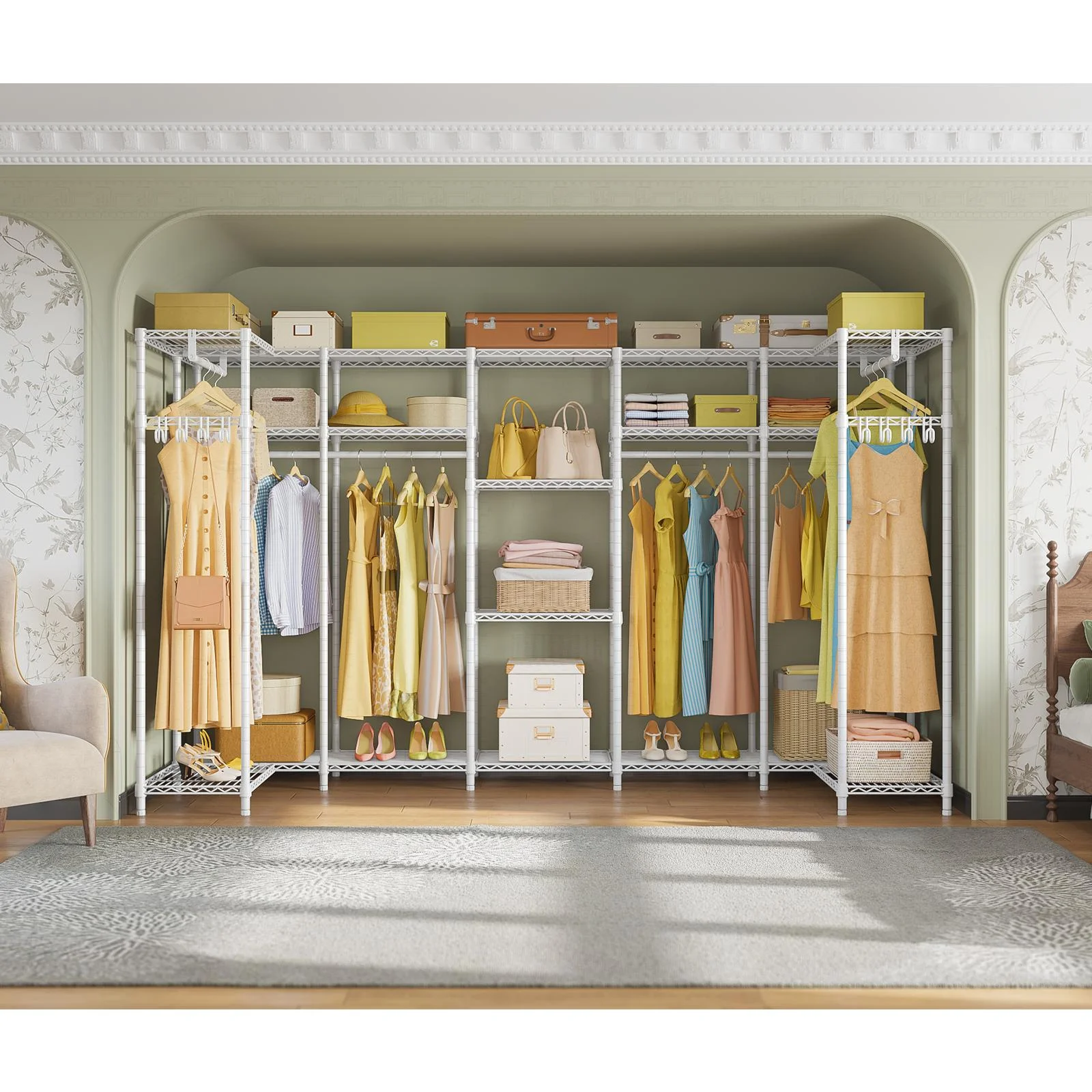 VIPEK U70 Extra Large Garment Rack Heavy Duty Clothes Rack Freestanding Portable Closet Clothes Storage Wardrobe Closet Organizer Wire Clothing Rack,White