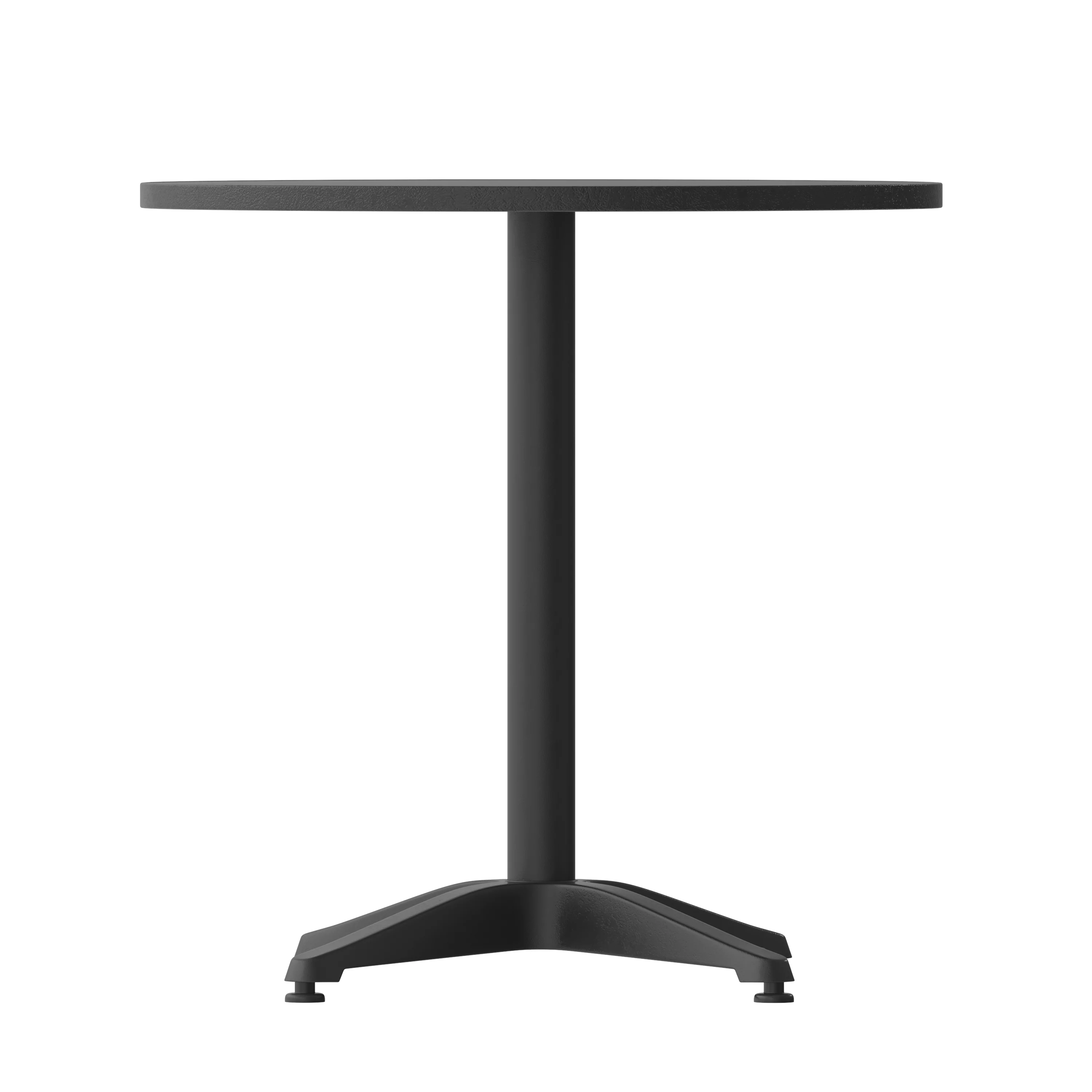 BizChair 27.5'' Black Round Metal Indoor-Outdoor Table with Base