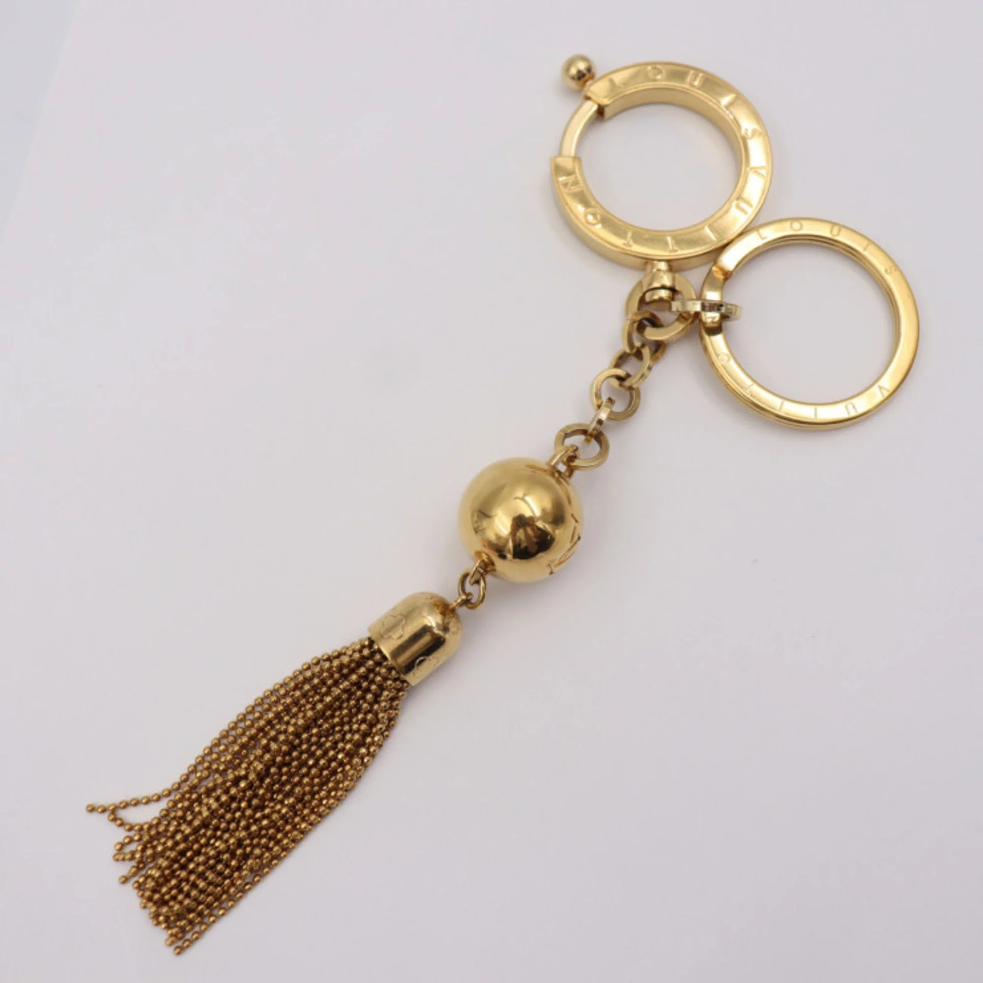 Pre-Owned LOUIS VUITTON Louis Vuitton Portocre Swing Keychain M65997 Metal Gold Keyring Bag Charm (Good)