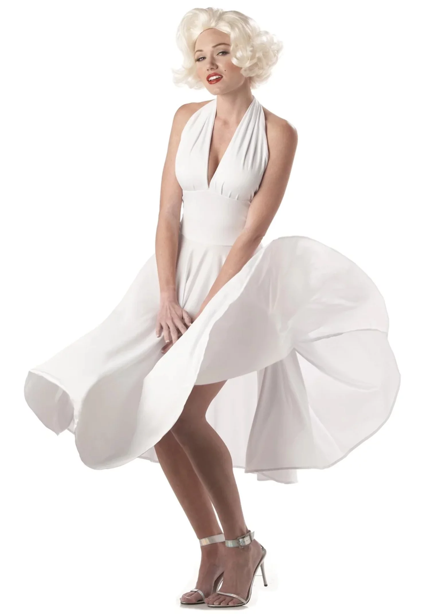 Deluxe Marilyn Monroe Classic White Pleated Dress Womens Costume SMALL 6-8