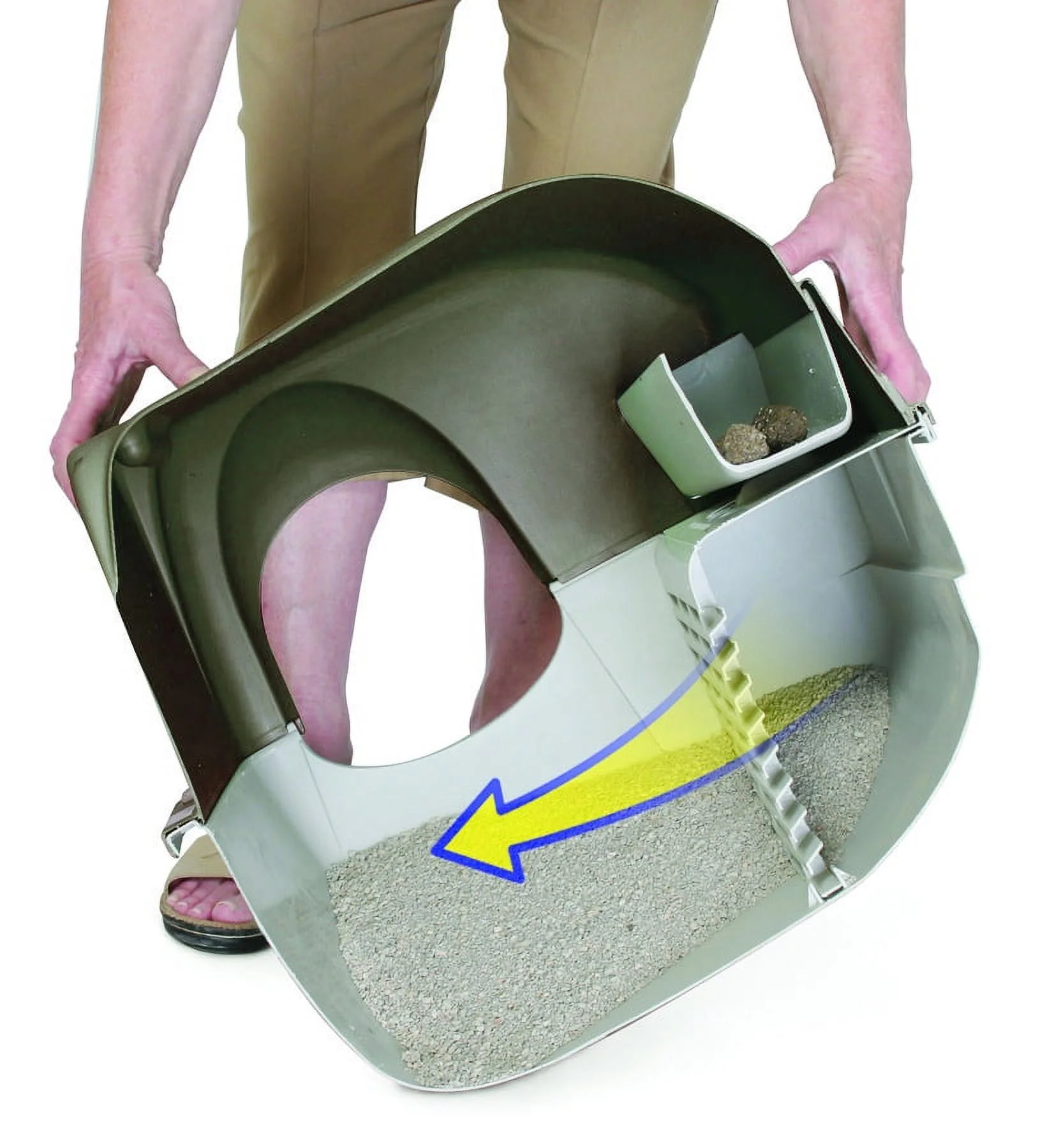 Omega Paw Roll’n Clean Self Cleaning Litter Box with Slide-Out Tray and Durable Construction (Regular, Brown)