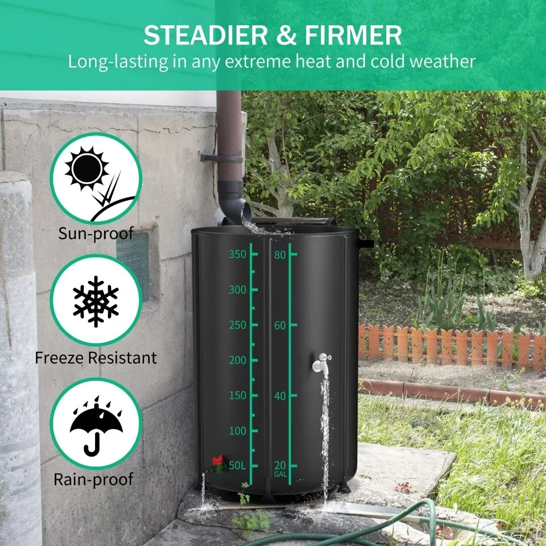 Docred 53 Gallon Collapsible Rain Barrel,Large Capacity, Portable Rain Barrels, Portable Water Tank Storage Container, PVC Rainwater Collection System Including Spigots and Overflow Kit