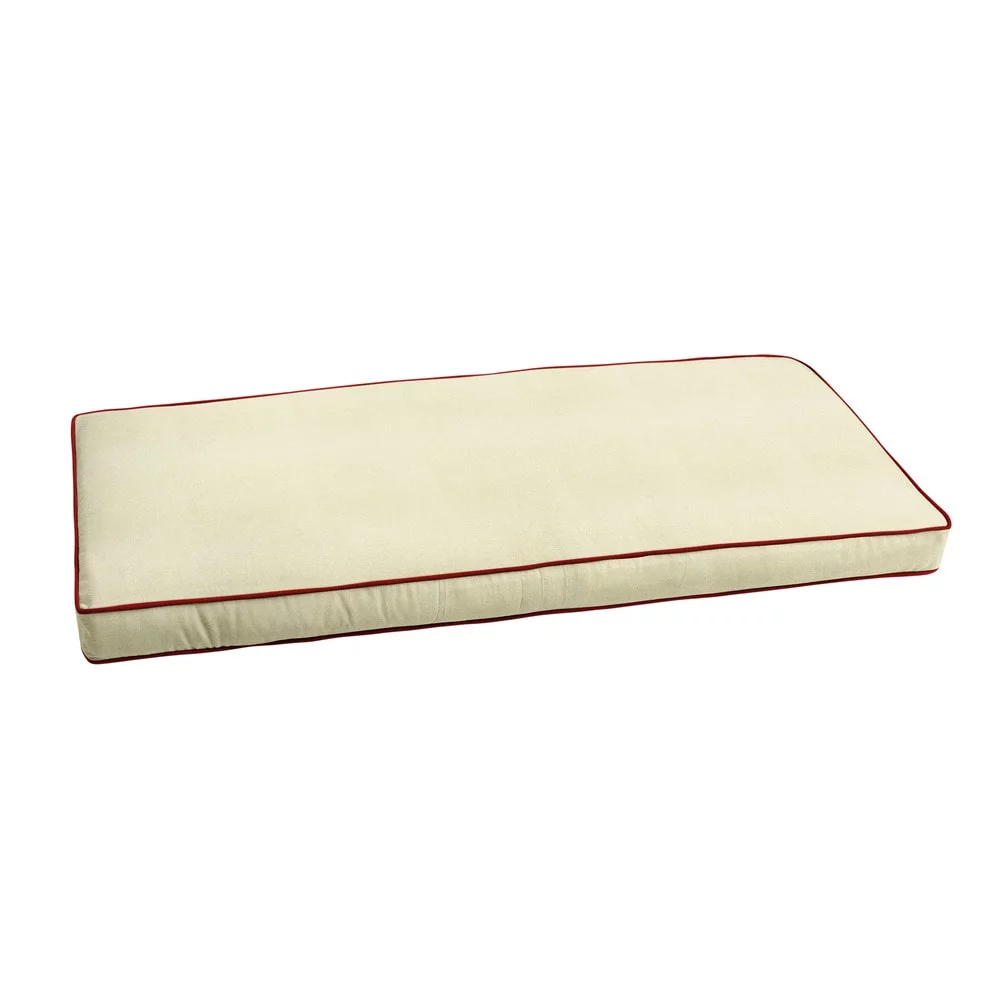 Humble and Haute Sunbrella Ivory with Jockey Red Indoor/ Outdoor Bench Cushion by 48 in w x 19 in d
