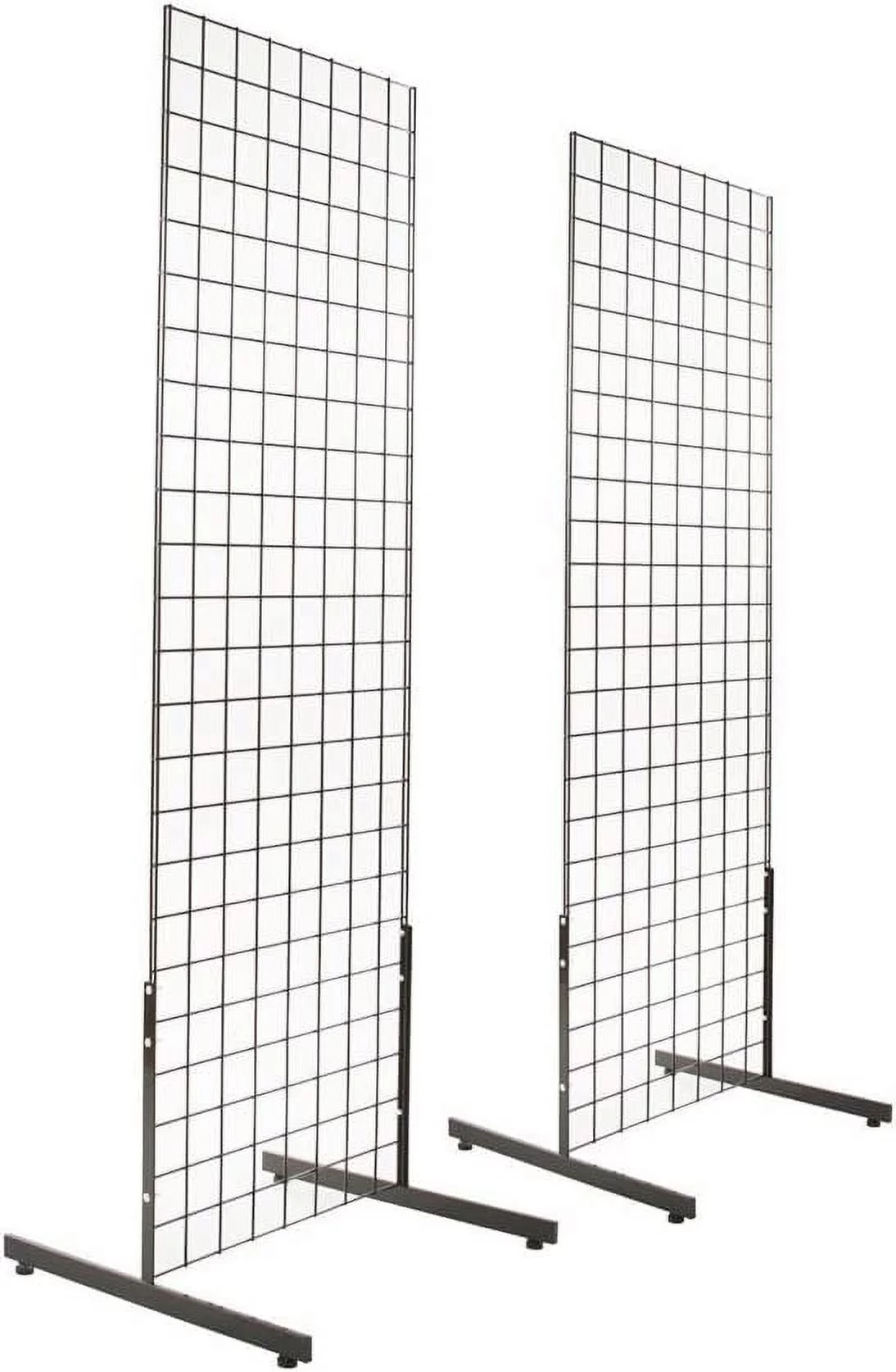 2' x 6' Gridwall Panel Tower with T-Base Floorstanding Display Kit, 2-Pack Black