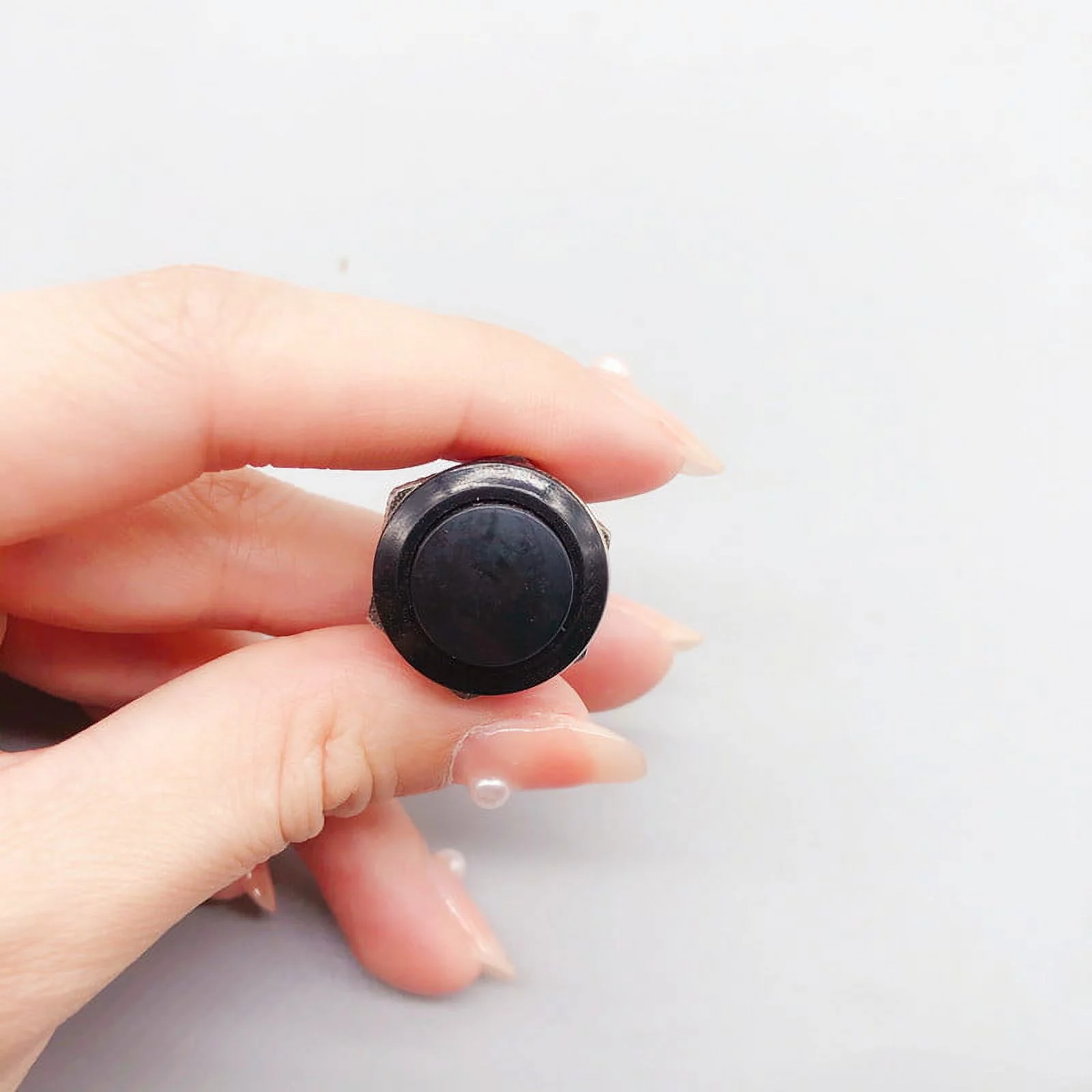 2x Black Round Circle Momentary Reset Push Button Switch w/ Attached Wire 5/8