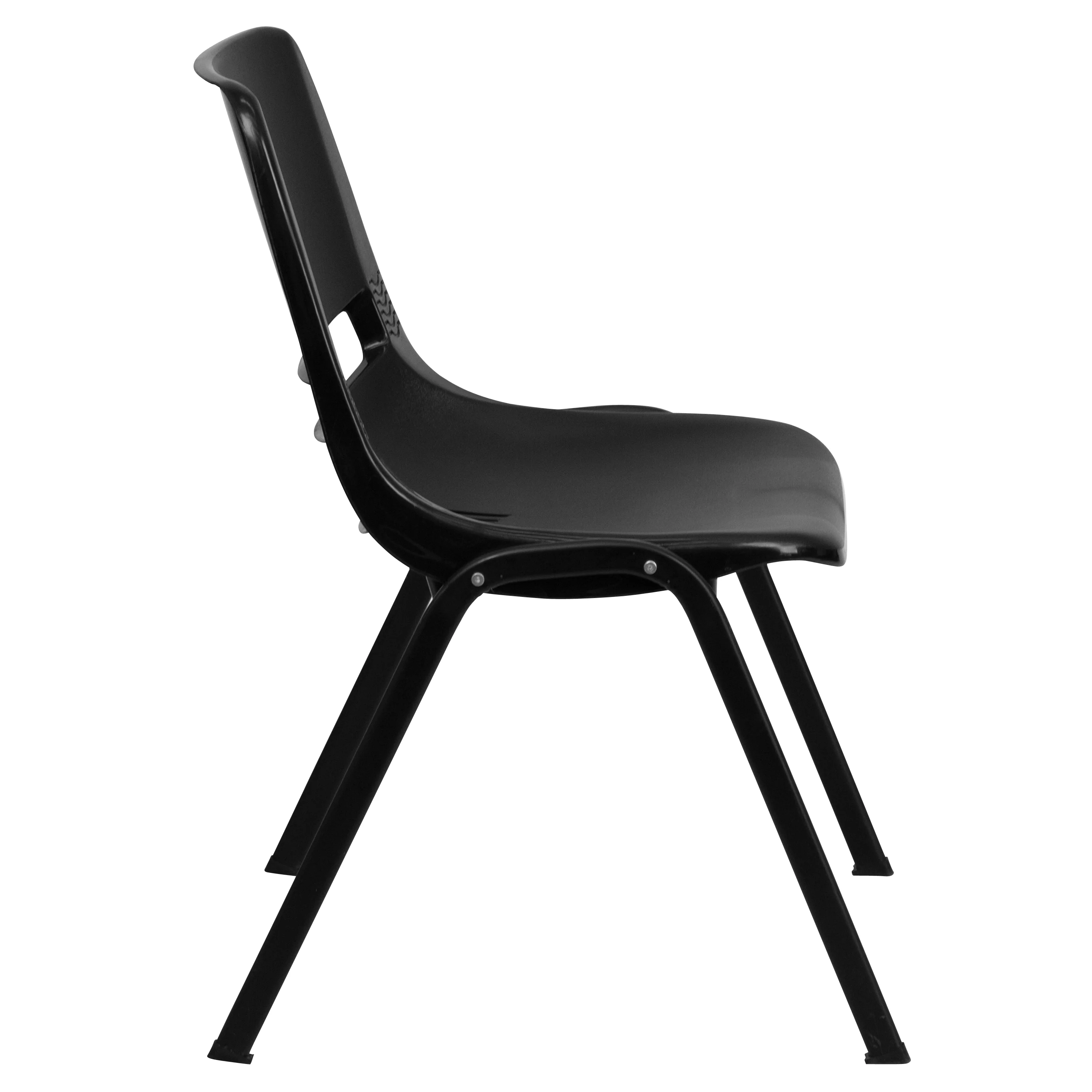 Emma + Oliver Kid's Black Ergonomic Shell Stack Chair - Black Frame and 12