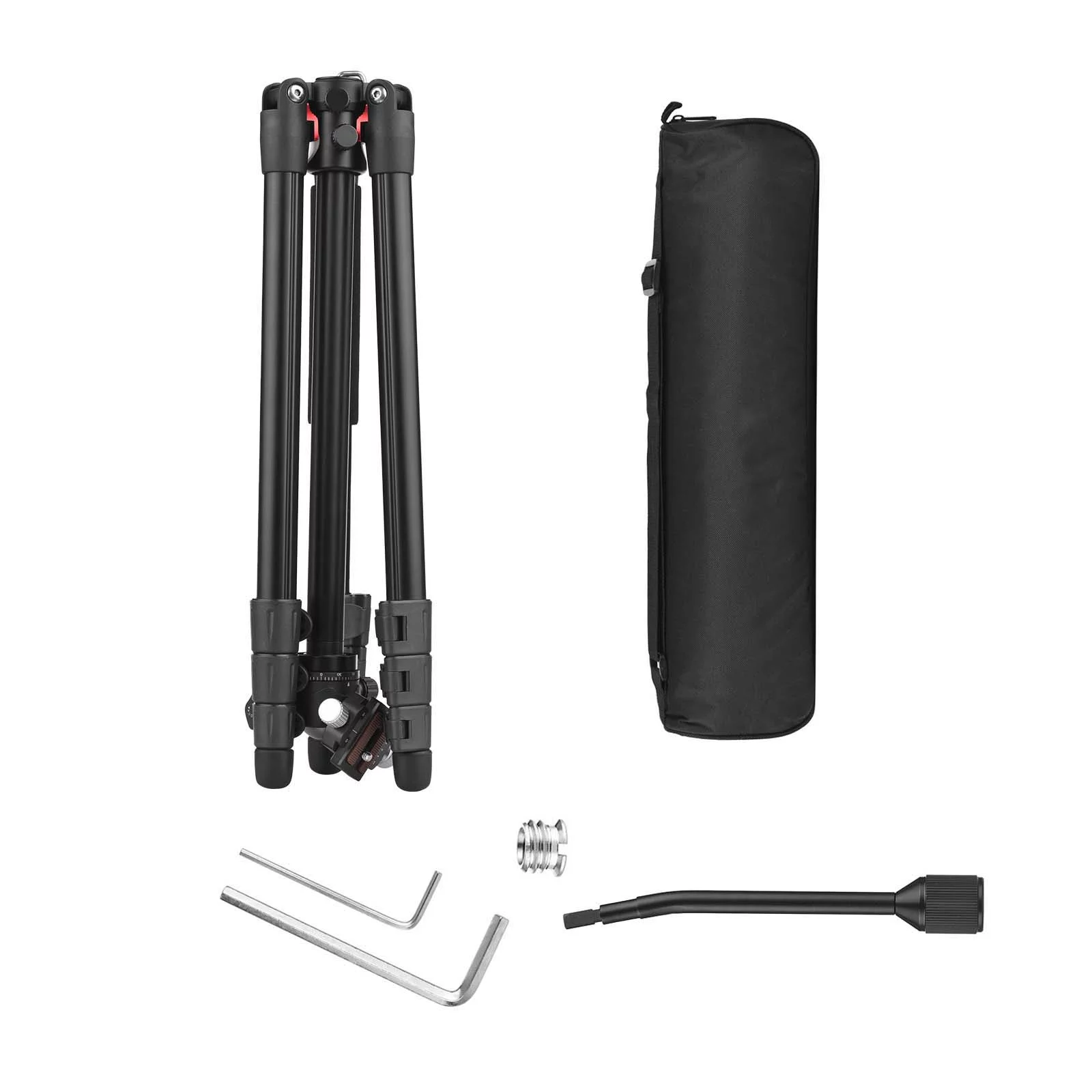 OWSOO Multi-functional Photography Tripod for 170cm/ 67in Horizontal Tripod Stand Aluminum Alloy  Rotatable Ball Head 10kg22lbs Load Capacity with Carry Bag