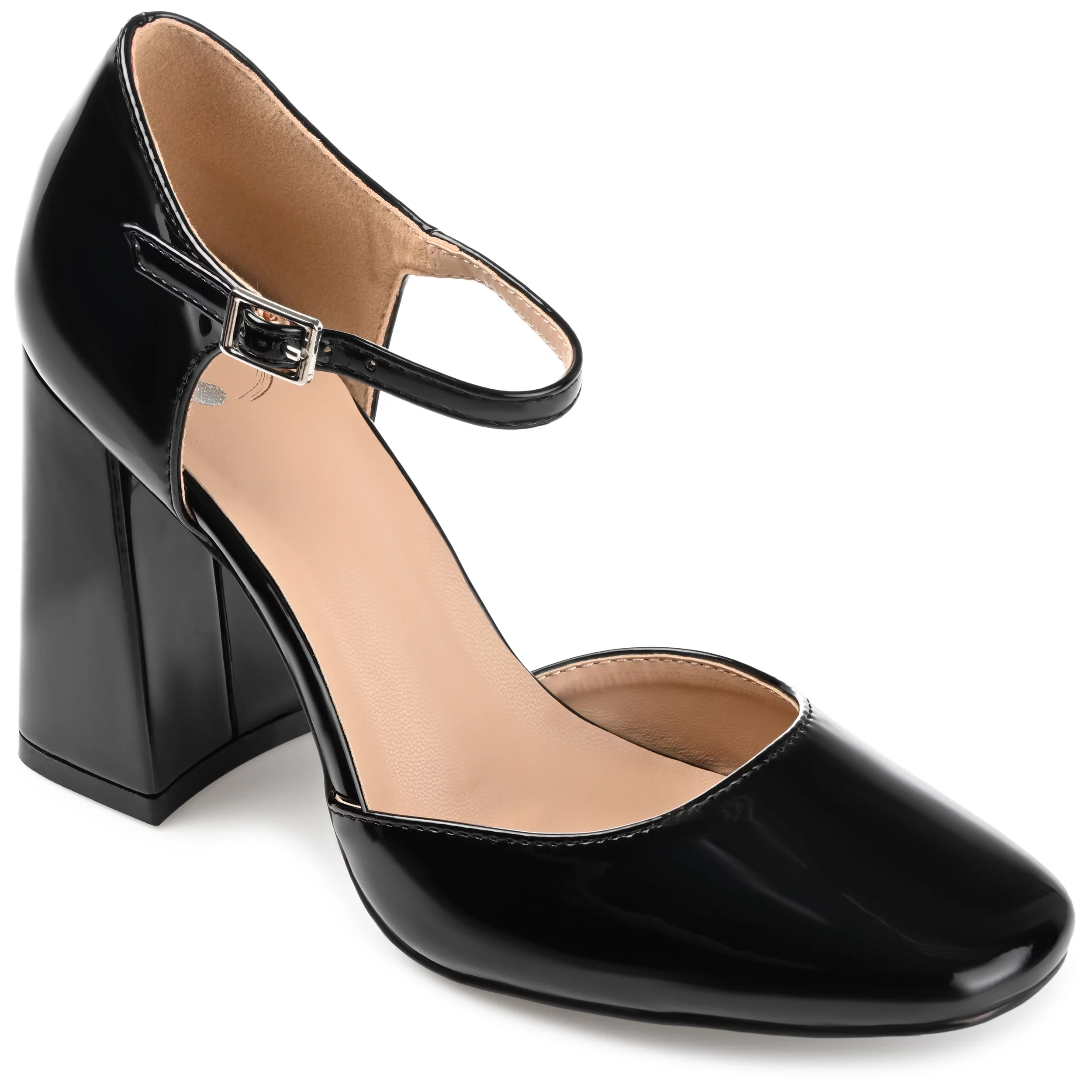 Journee Collection Womens Hesster Mary Jane Mid Block Heel Square Toe Pumps
