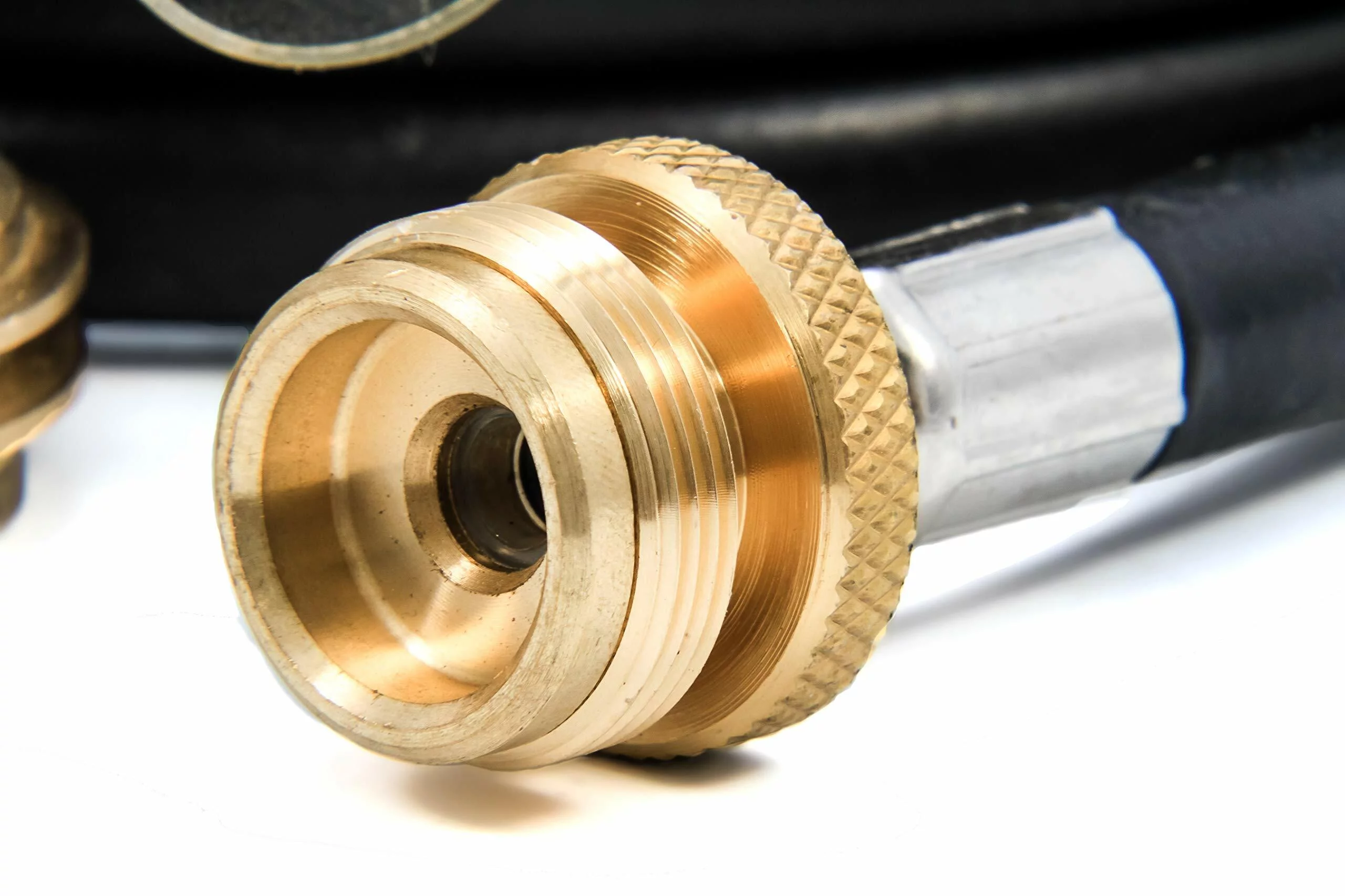 Camco Camper/RV Propane 3-Port Brass Tee with 12-Ft Propane Hose | Includes a Female POL, Excess Flow Soft Nose POL & 1