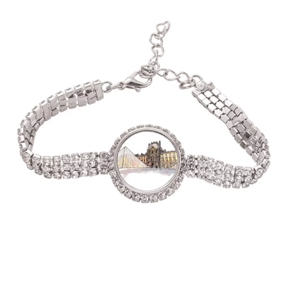 Louvre Museum in Paris France Tennis Chain Anklet Bracelet Diamond Jewelry
