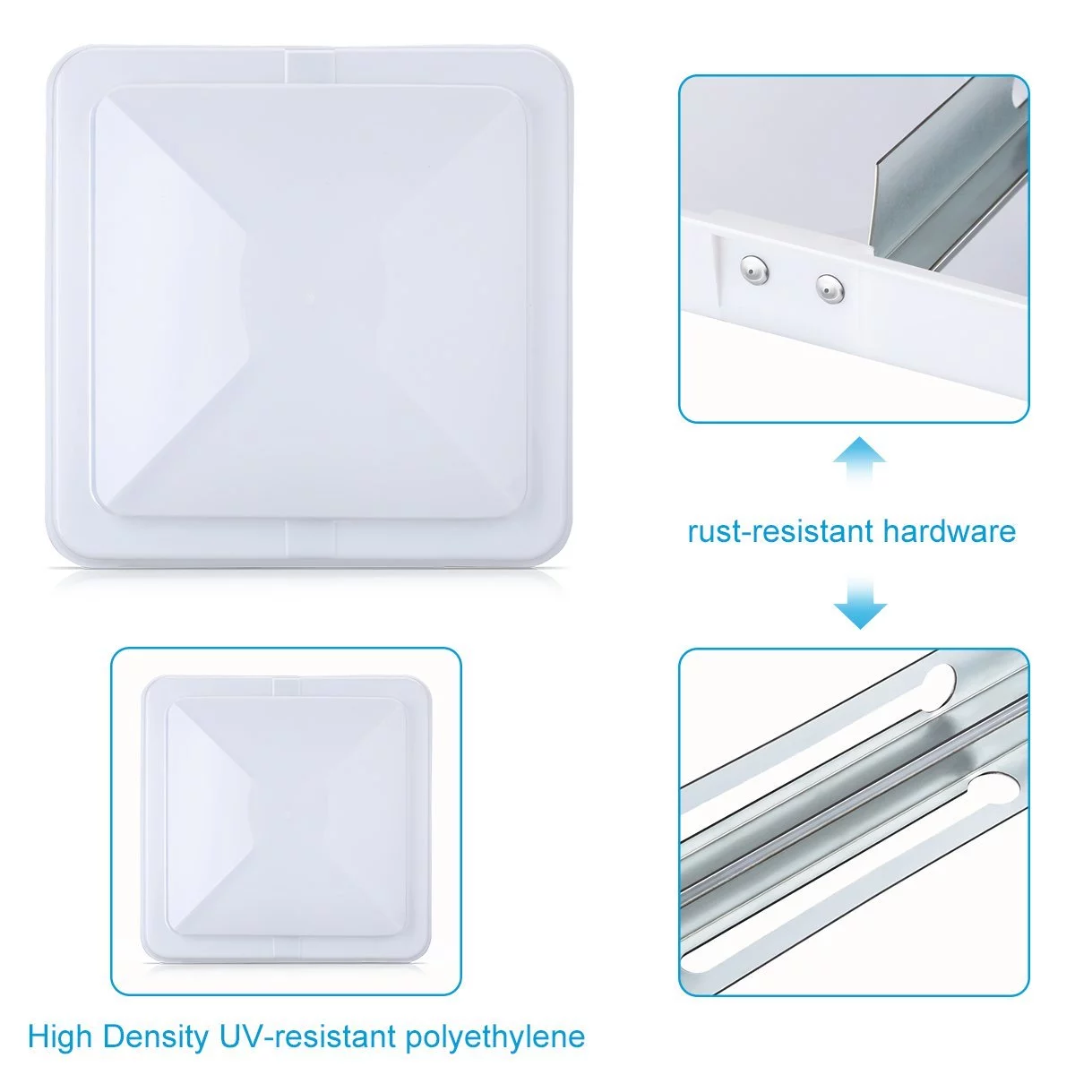 RV 14 x 14 Roof Vent Cover Replacement Lid-Motorhome Camper RV Trailer White (3)