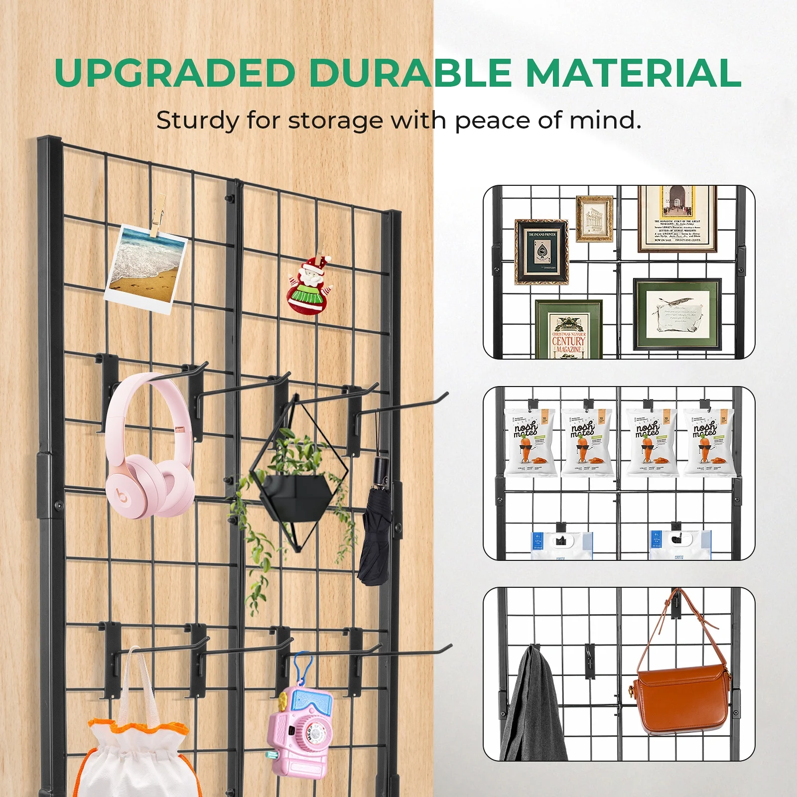 Gridwall Panel Display Stand with 360° Swivel Wheels, 65