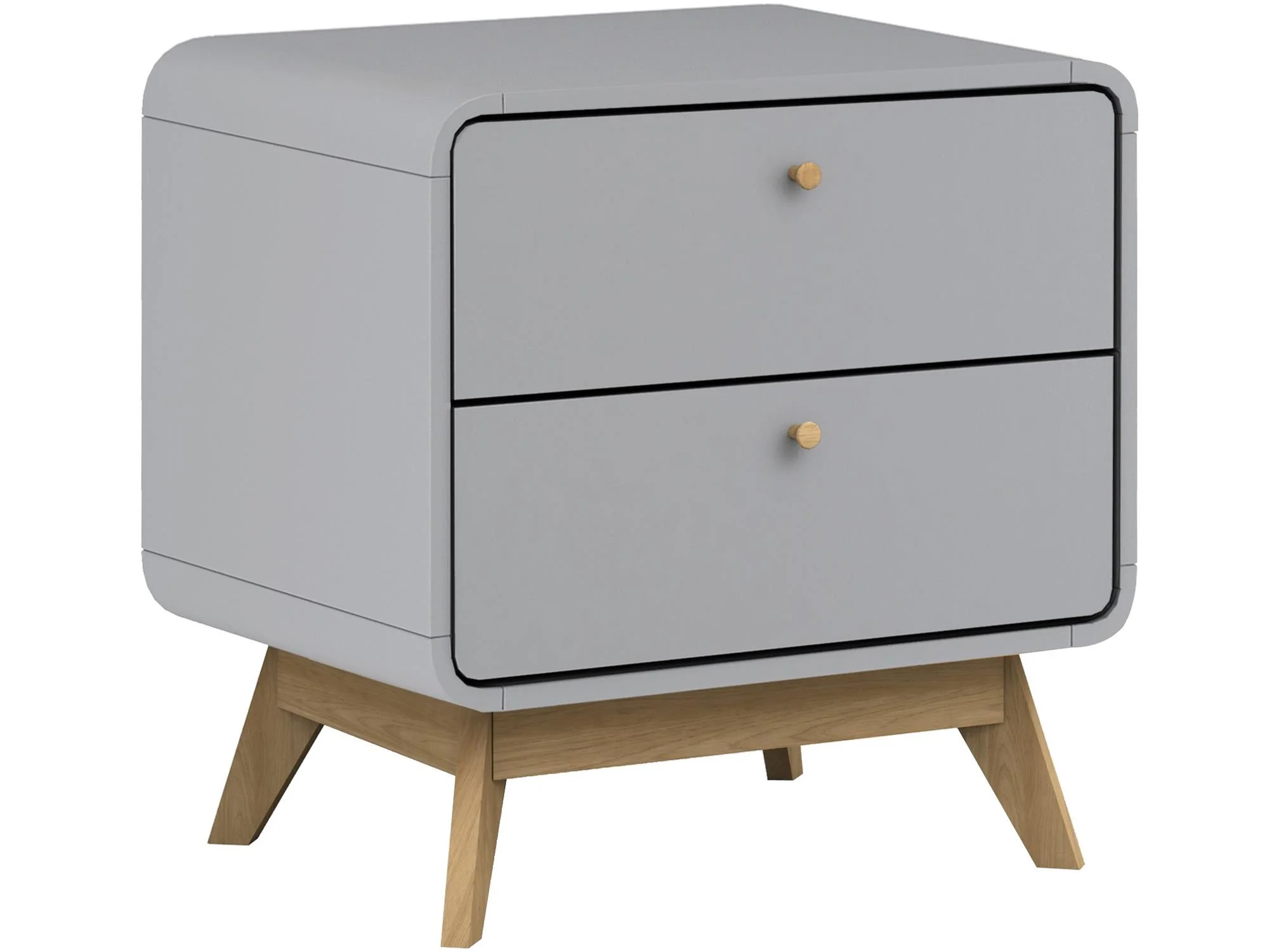 Ren Home Leva Scandinavian 2 Drawer Nightstand, Gray