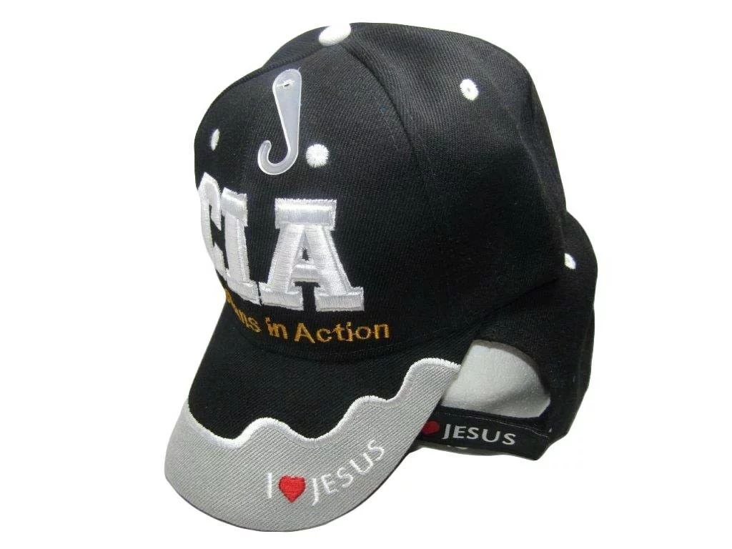 CIA Christians In Action Christian Black Hat Ball Cap I Love Heart Jesus