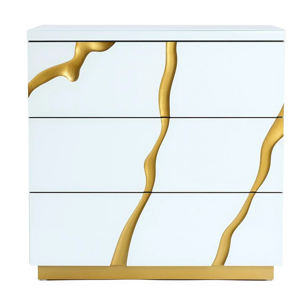 LuxenHome Modern White with Gold Ribbon 31.5