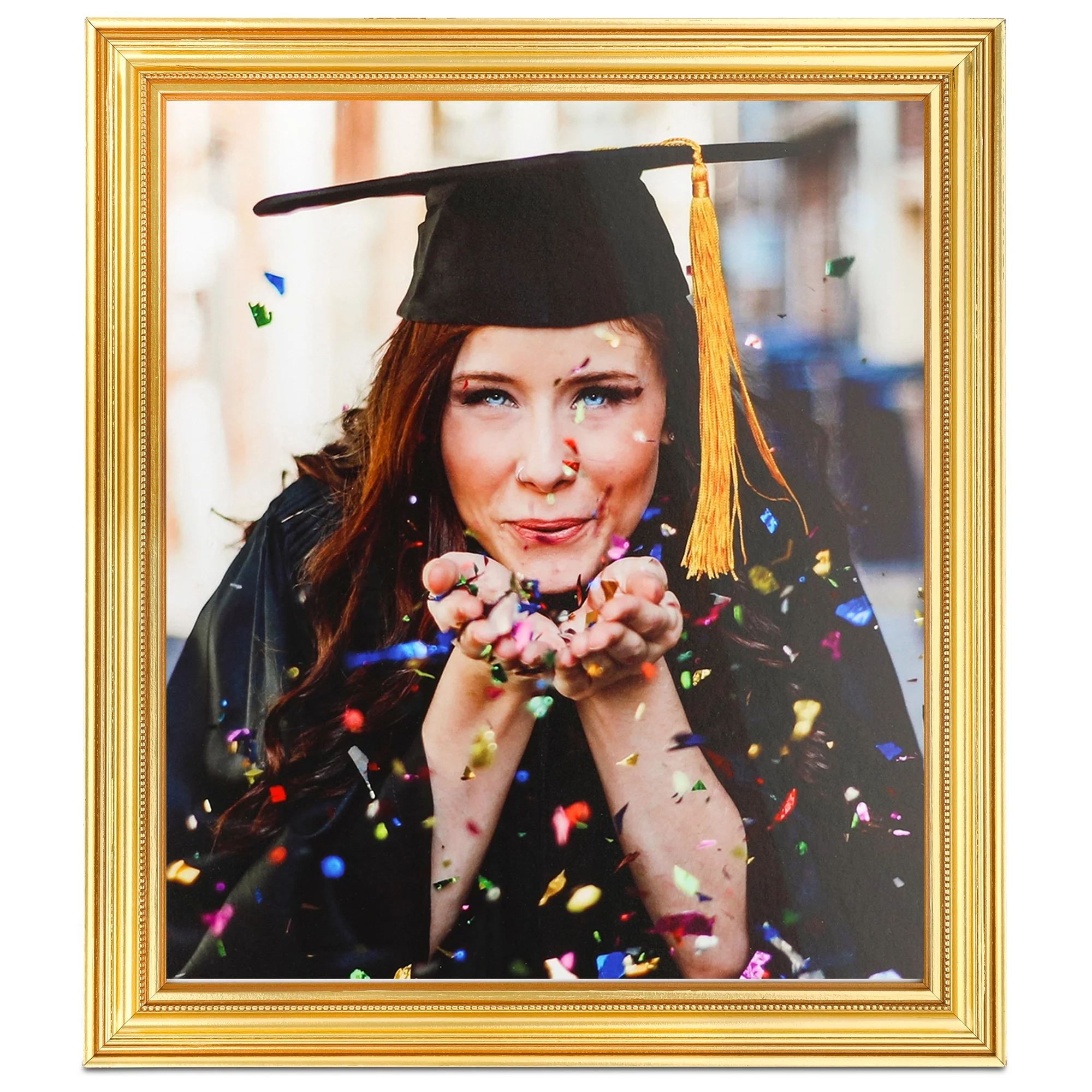 ArtToFrames 12x16 Inch Gold Picture Frame, This Gold Wood Poster Frame is Great for Your Art or Photos, Comes with Regular Glass (4159)