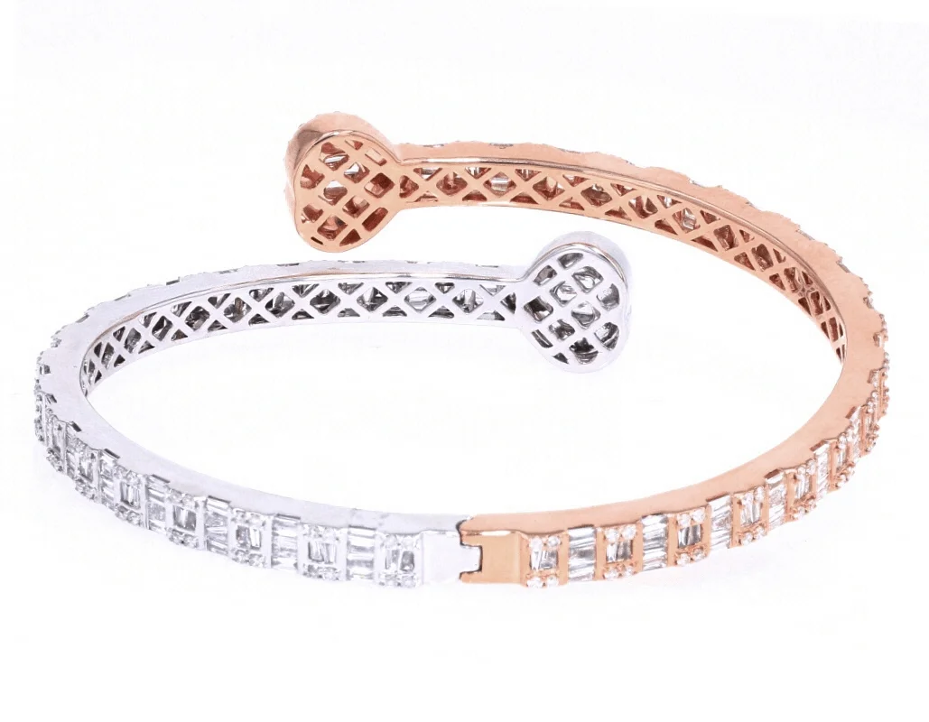 Heart Baguette Diamond 3.8CT Bracelet 5MM 10K Rose-White Gold Bracelet