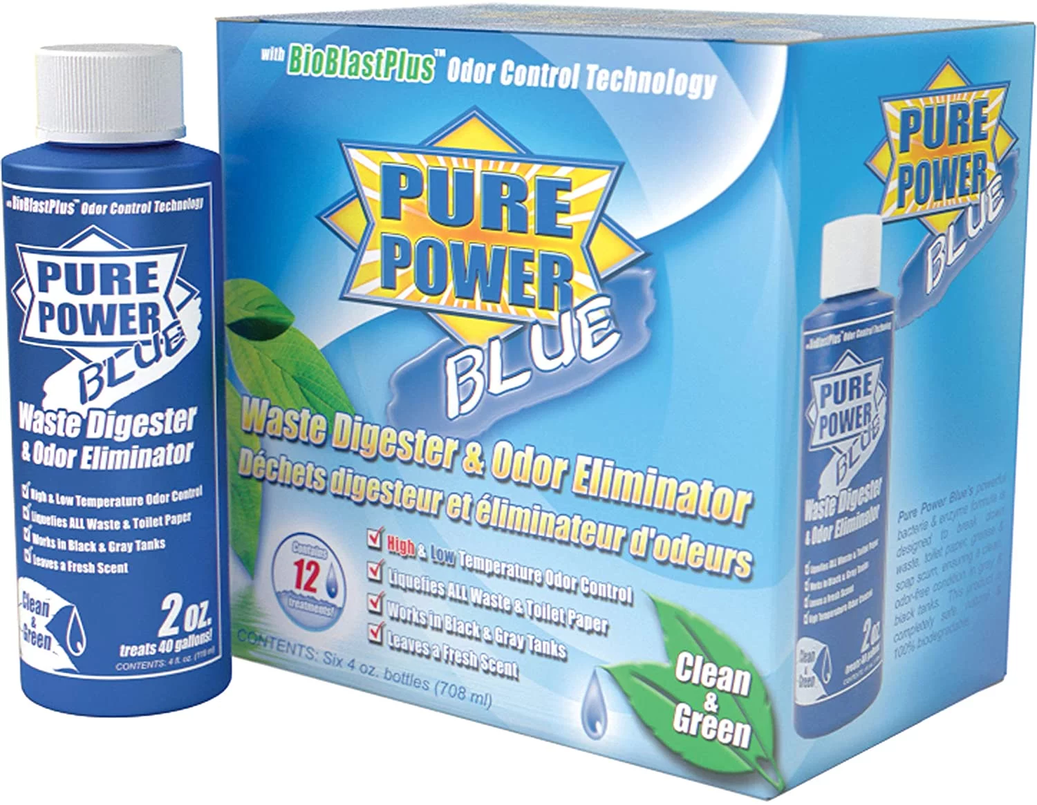 Valterra V23017 Pure Power Blue Waste Digester and Odor Eliminator - 4 oz., Pack of 6