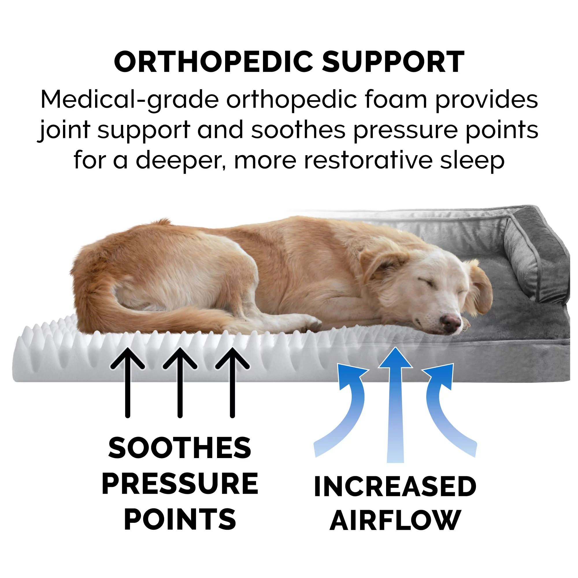 FurHaven Pet Products Plush & Velvet Comfy Couch Orthopedic Sofa-Style Pet Bed for Dogs & Cats - Dark Gray, Jumbo