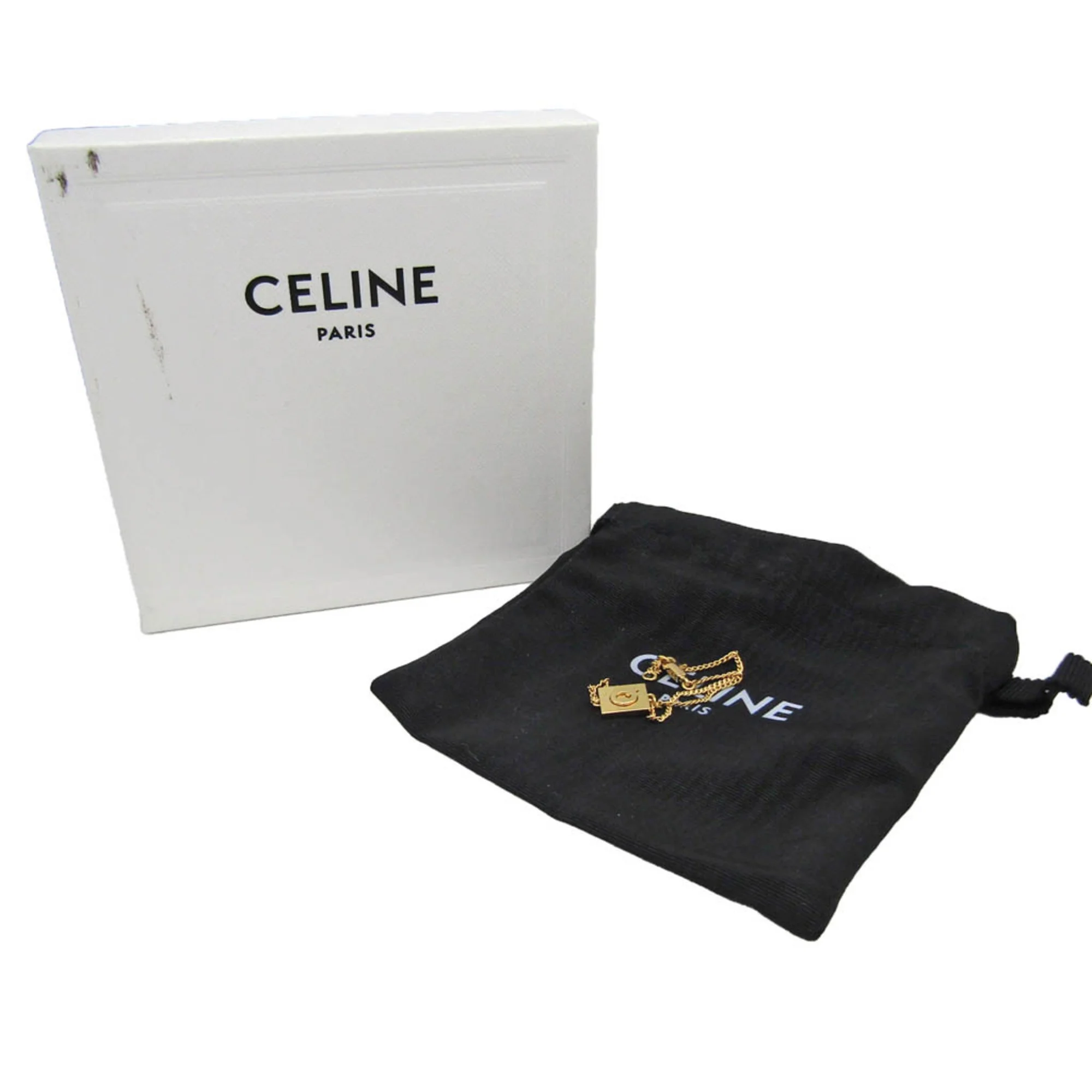 Pre-Owned Celine Alphabet 46B0 6BRA Metal No Stone Charm Bracelet Gold (Good)