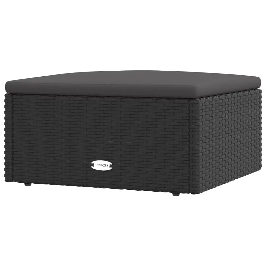 Suzicca Patio Footstool with Cushion Black Poly Rattan