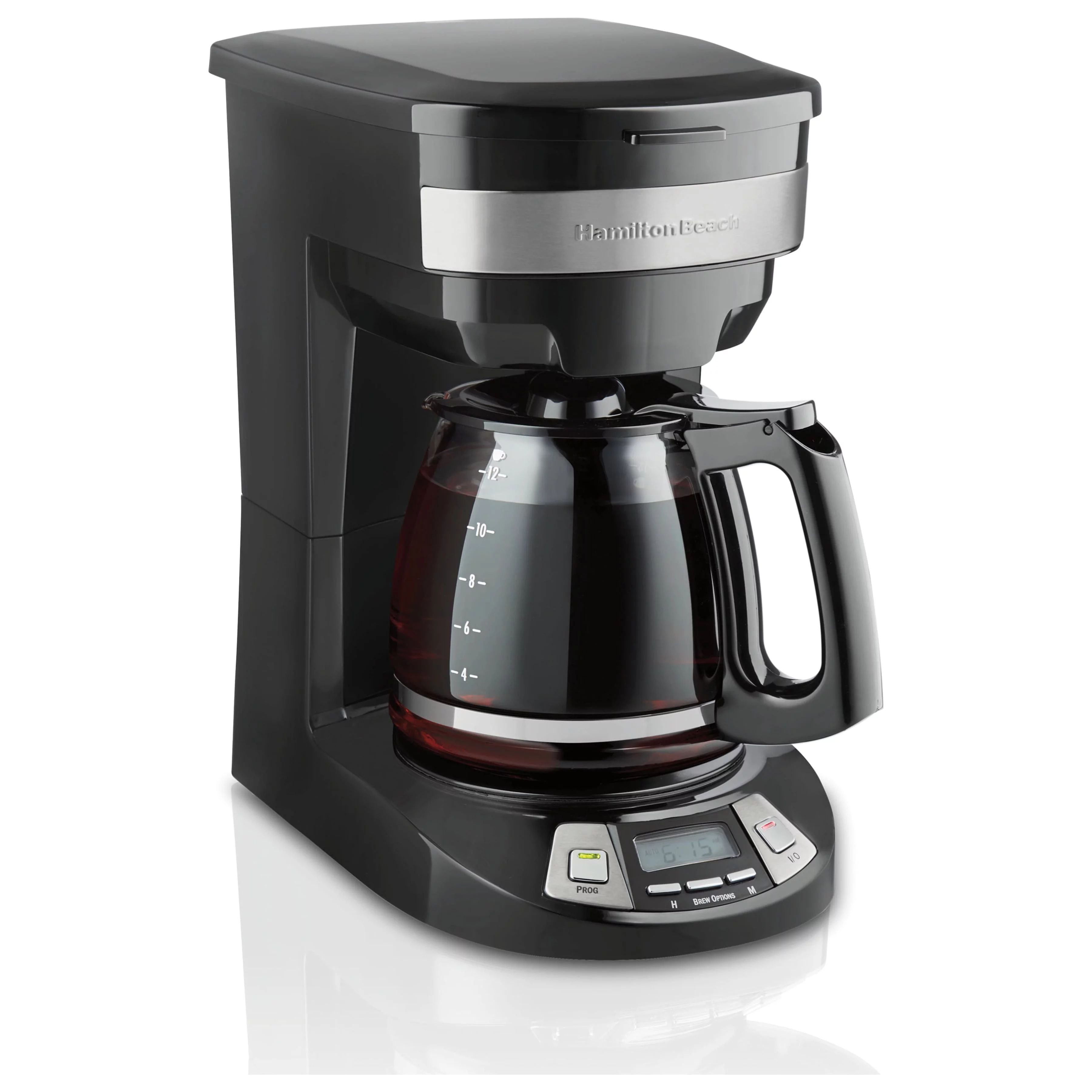 Hamilton Beach Programmable Coffee Maker, 12 Cup, Black with Stainless Accents, Model 46292