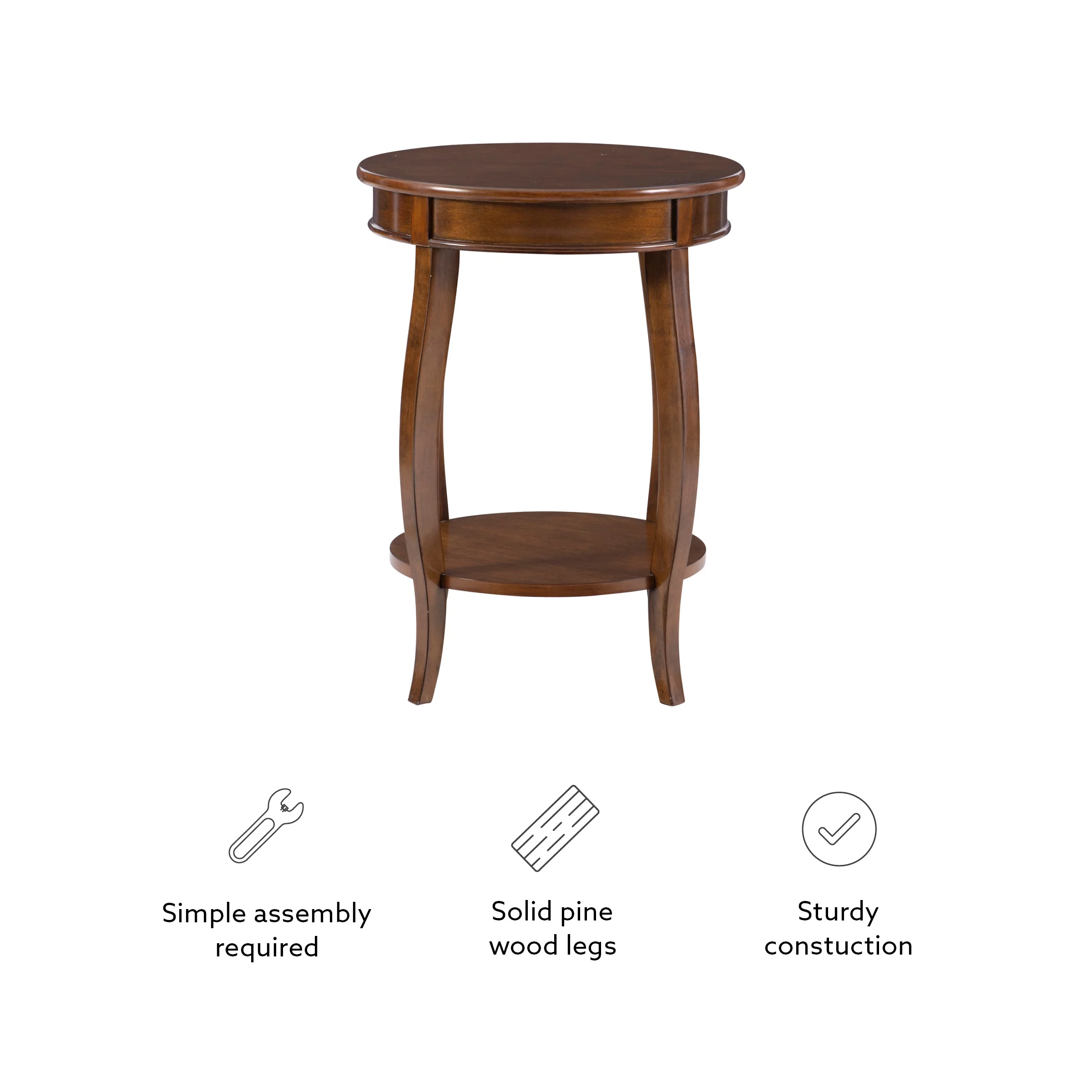 Powell Fiore Round Indoor Accent Side Table with Shelf, 24