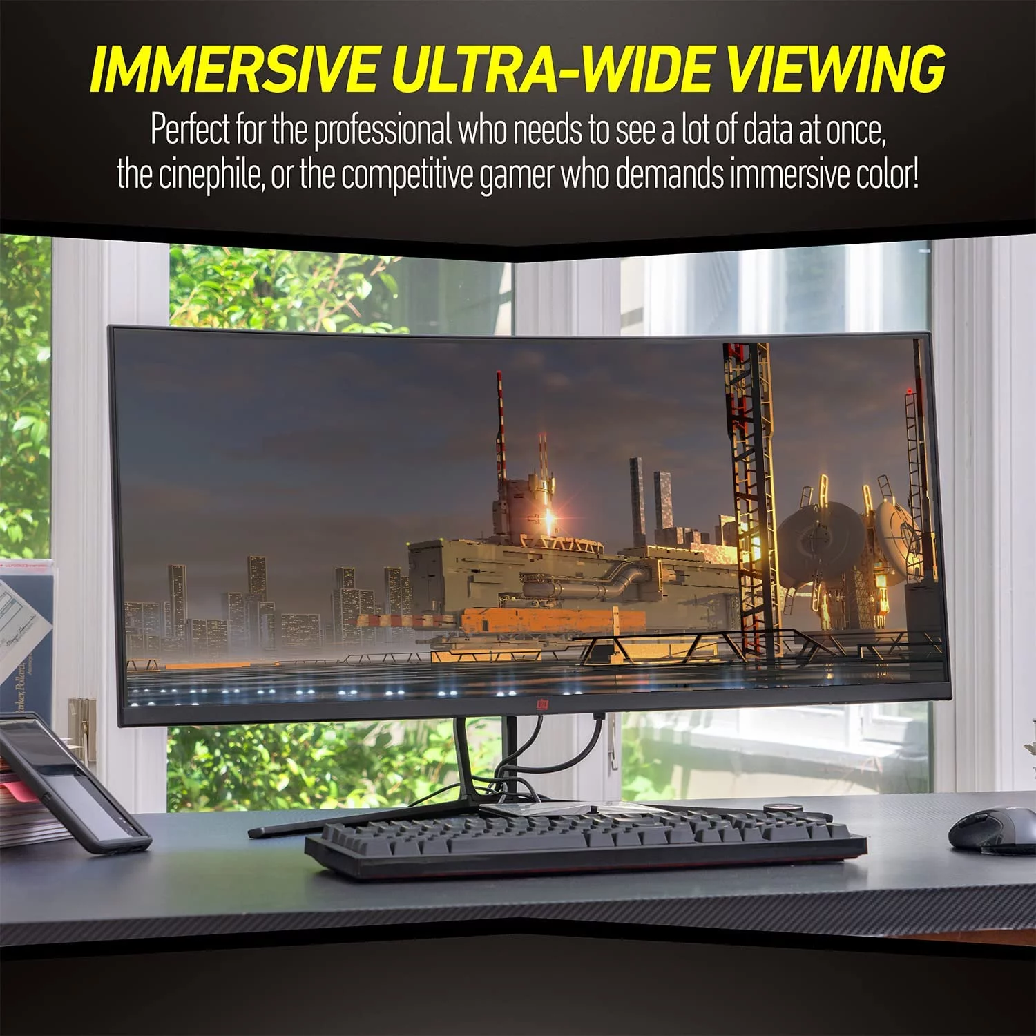 Deco Gear 35” Curved Gaming Ultrawide Monitor, 3440x1440, 120hz, 1ms MPRT, 21:9, 99% sRGB, 2-Pack