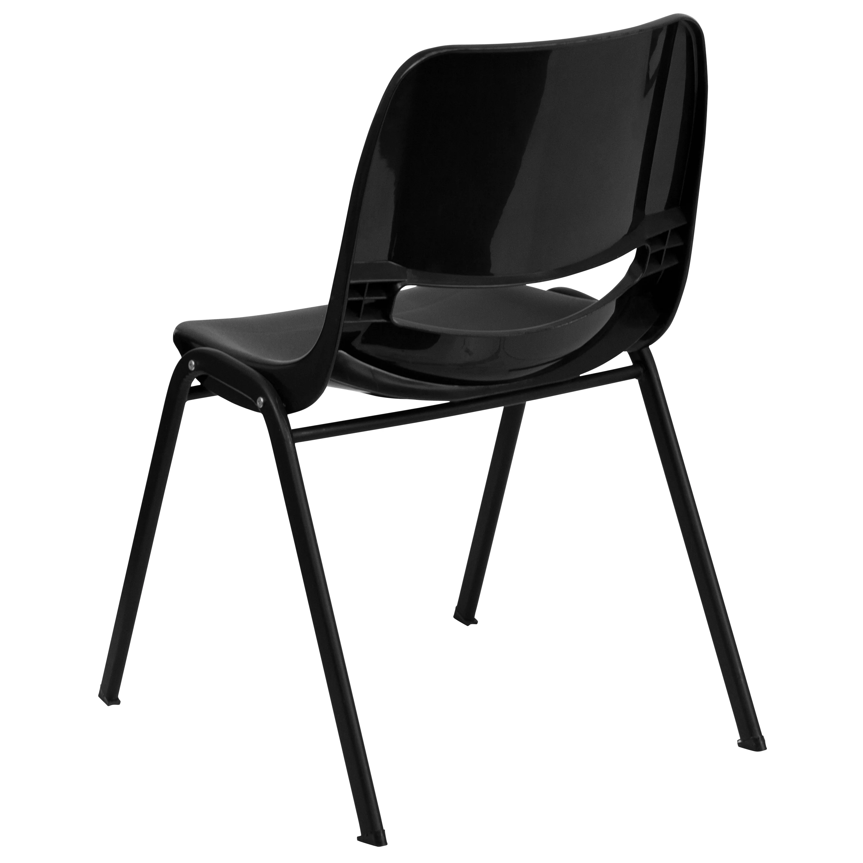Emma + Oliver Kid's Black Ergonomic Shell Stack Chair - Black Frame and 12