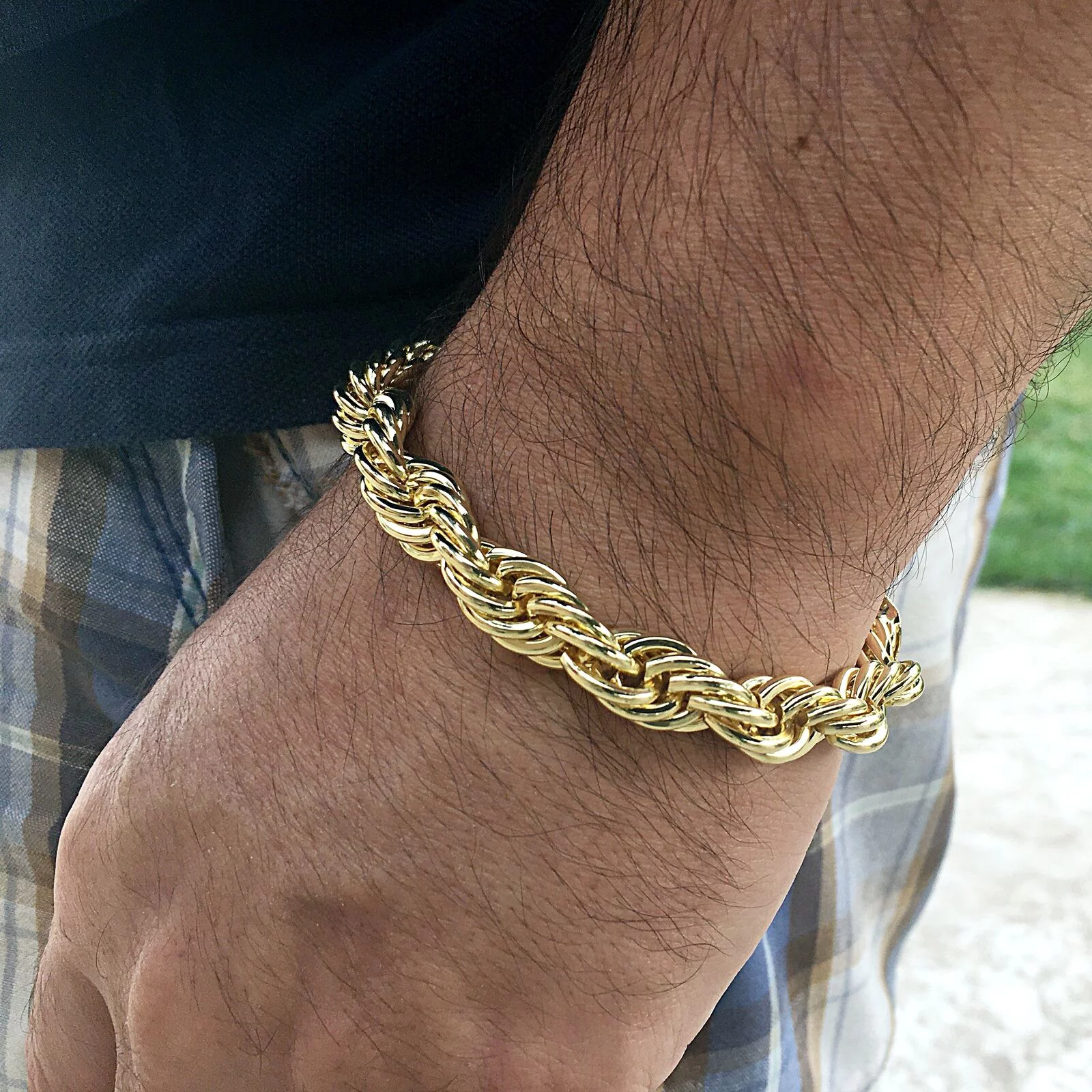 Men's Rope Bracelet Gold Finish 8.5