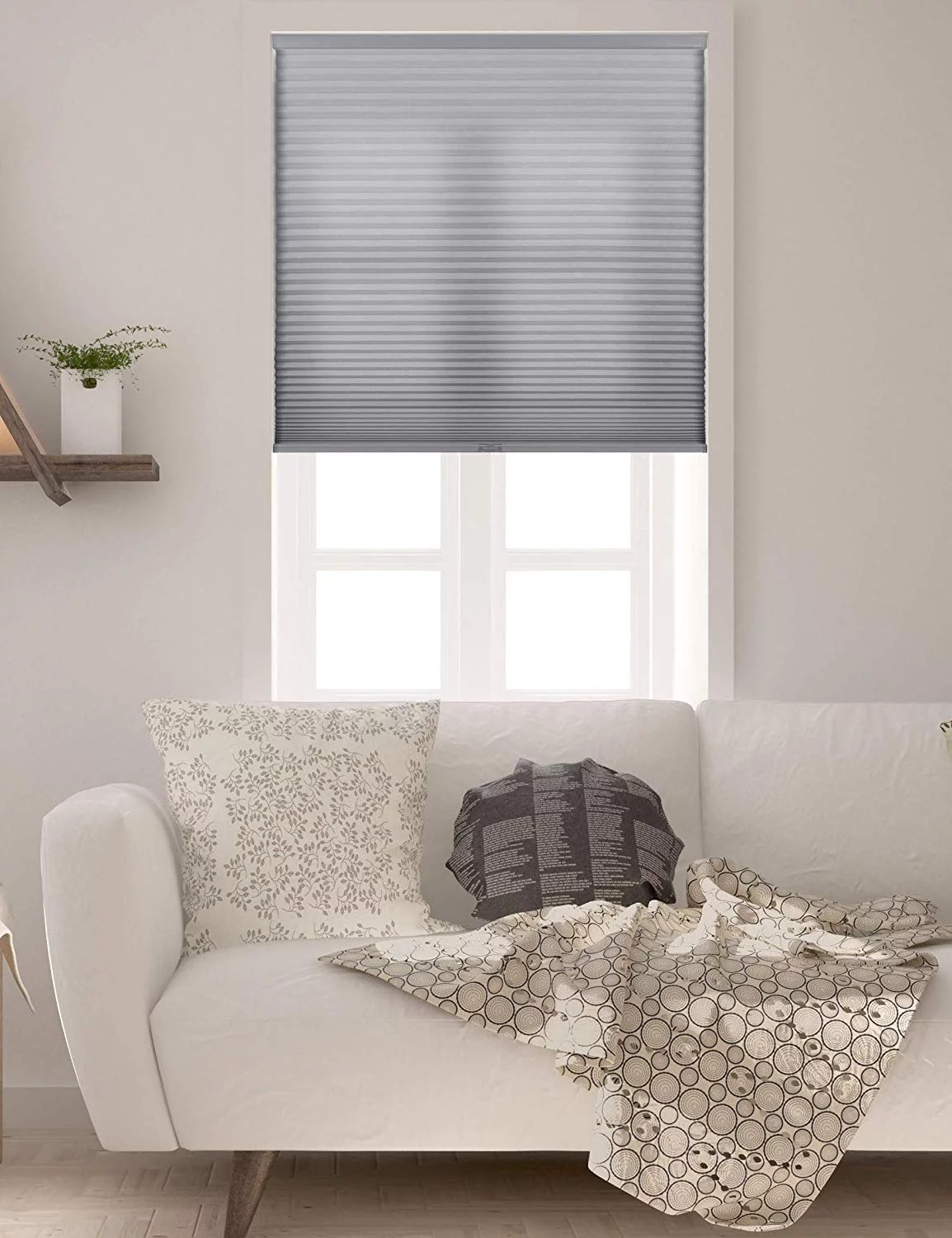 Arlo Blinds Single Cell Light Filtering Grey Cordless Cellular Shades,40