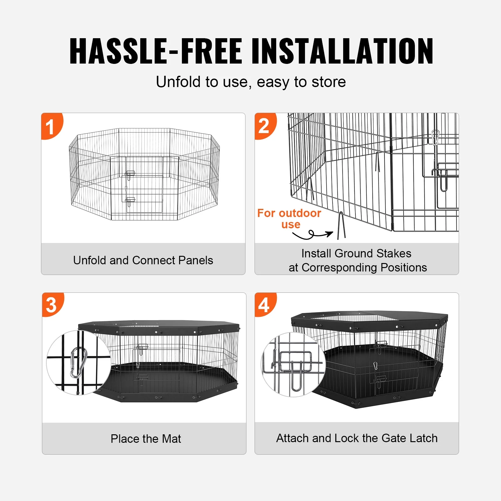 BENTISM Dog Playpen 8 Panels Foldable Metal Dog Exercise Pen with Cover and Pad