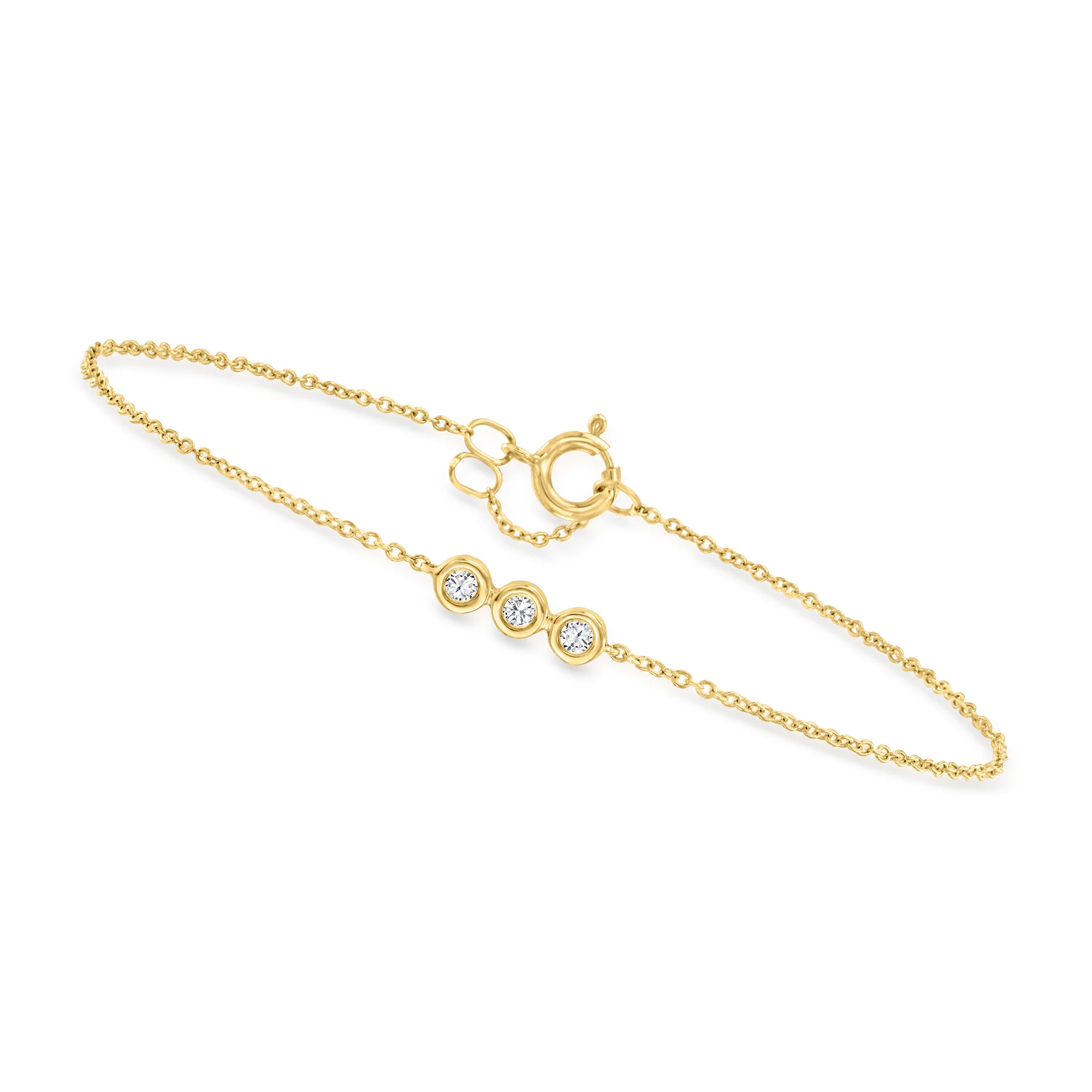 Canaria 0.10 ct. t.w. Bezel-Set Diamond Trio Bracelet in 10kt Yellow Gold, Women's, Adult