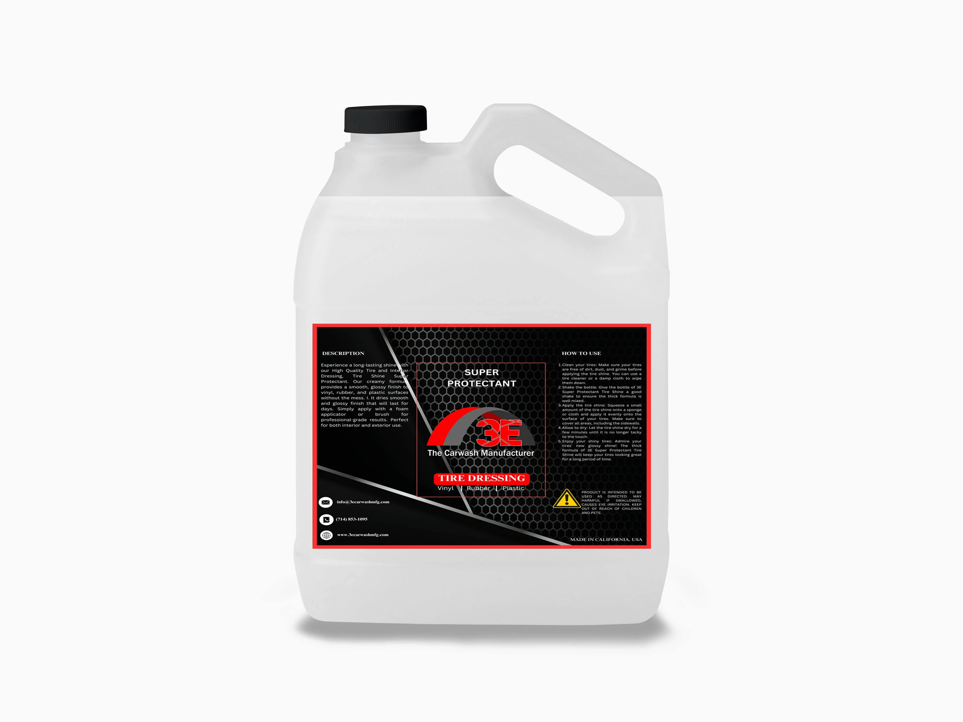 Tire Shine High Gloss Interior Detail Exterior Tire Dressing Vinyl, Rubber and Plastic No Grease, No Mess Long Lasting Super Shine Dressing for Tires, Trim 1 Gallon