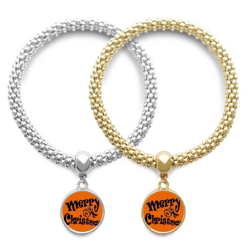 Black Lovely Font Merry mas Lover Bracelet Bangle Pendant Jewelry Couple Chain