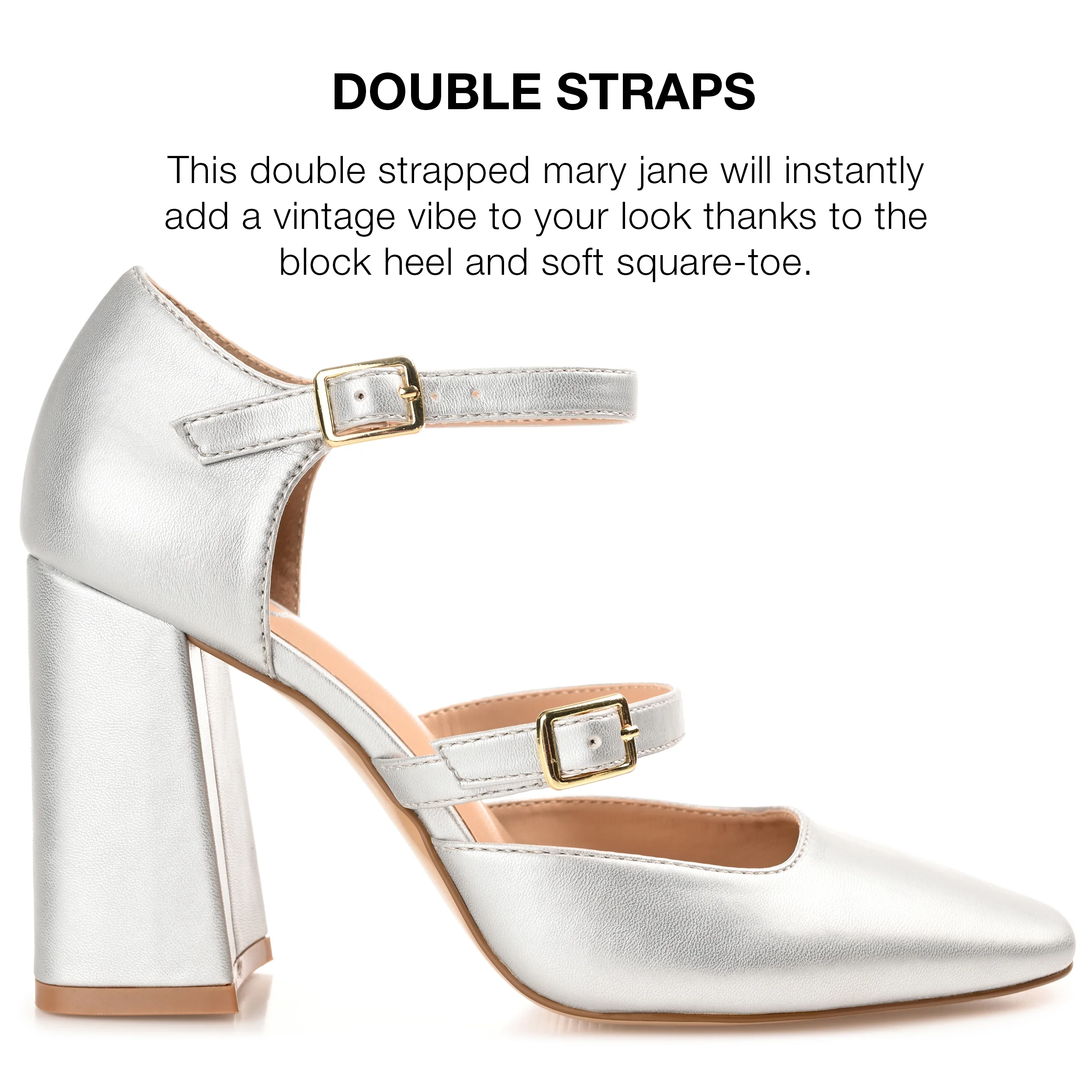 Journee Collection Womens Isadorah Mary Jane Mid Block Heel Square Toe Pumps