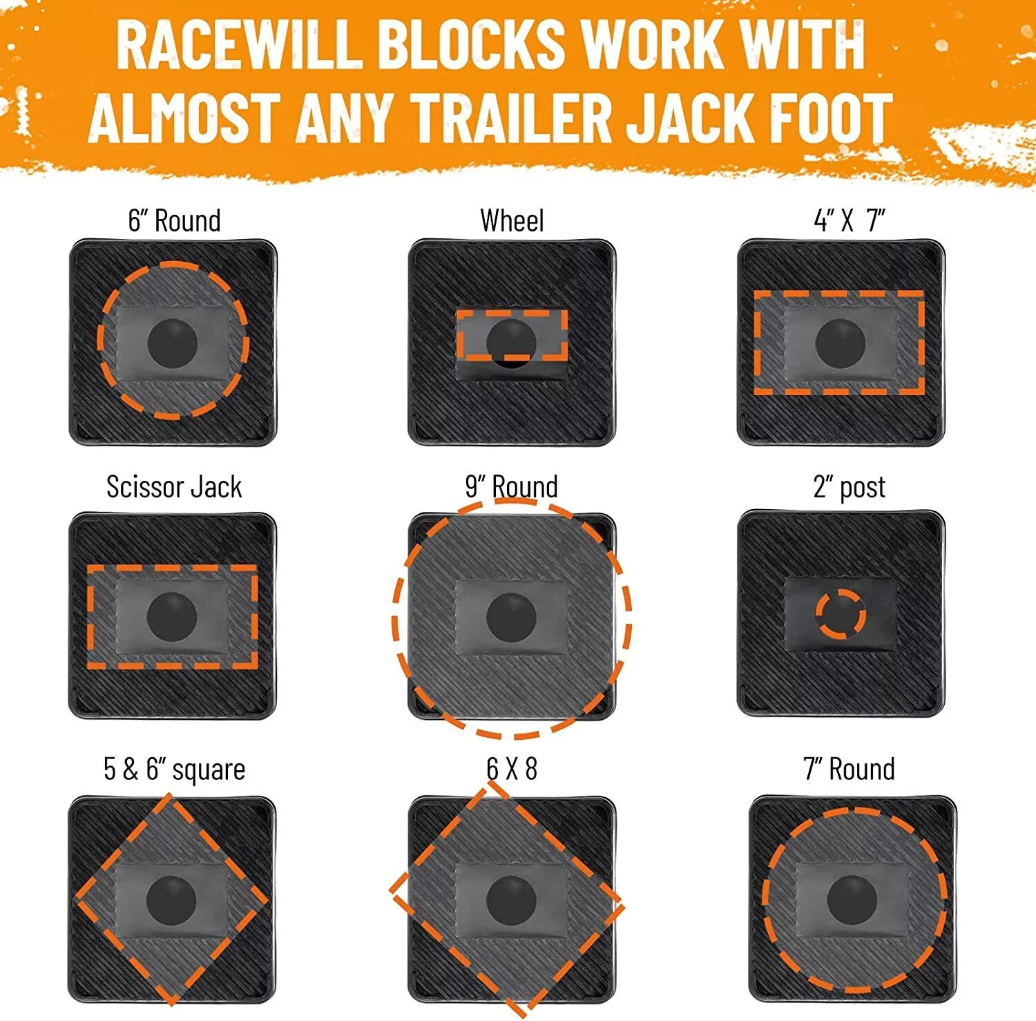 Racewill Trailer Jack Block RV Camper Stabilizer Blocks 15000 lbs Levelers - 2 Pack