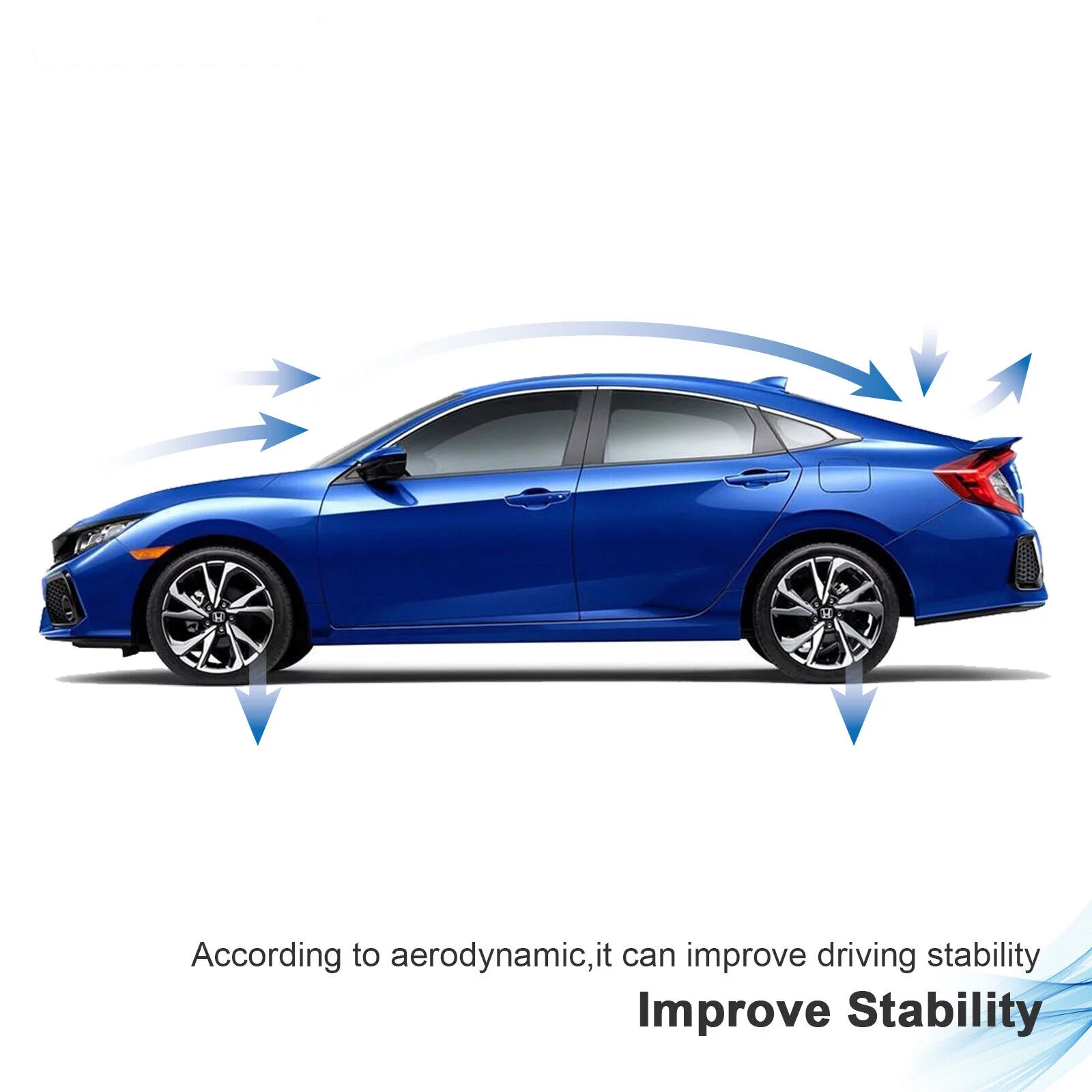 Rear Window Roof Spoiler Fit for Honda Civic 4 Door Sedan 2016-2021 R Style Glossy Black