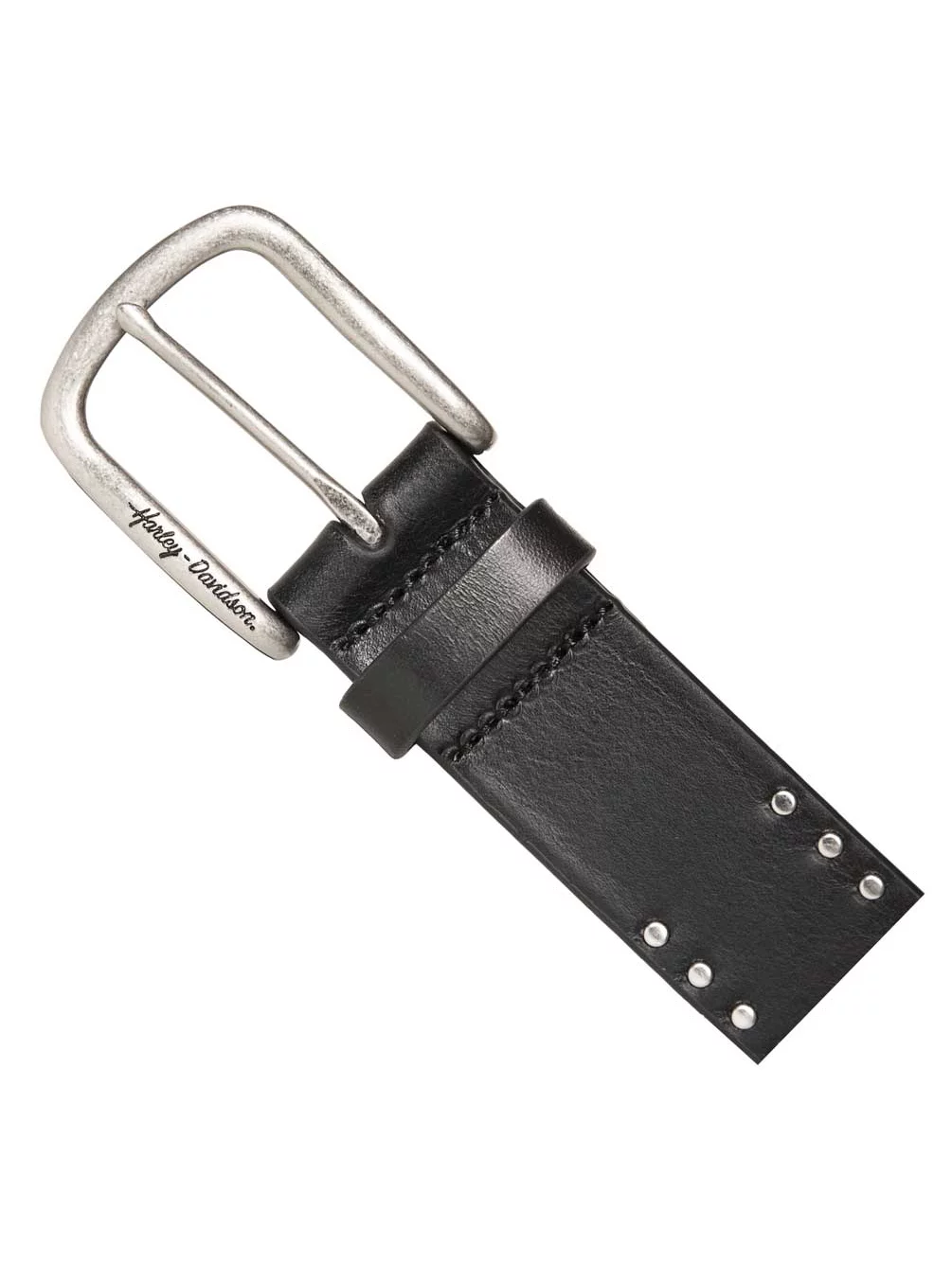 Harley-Davidson Women's H-D Script & Studded Genuine Leather Belt - Black (XL), Harley Davidson