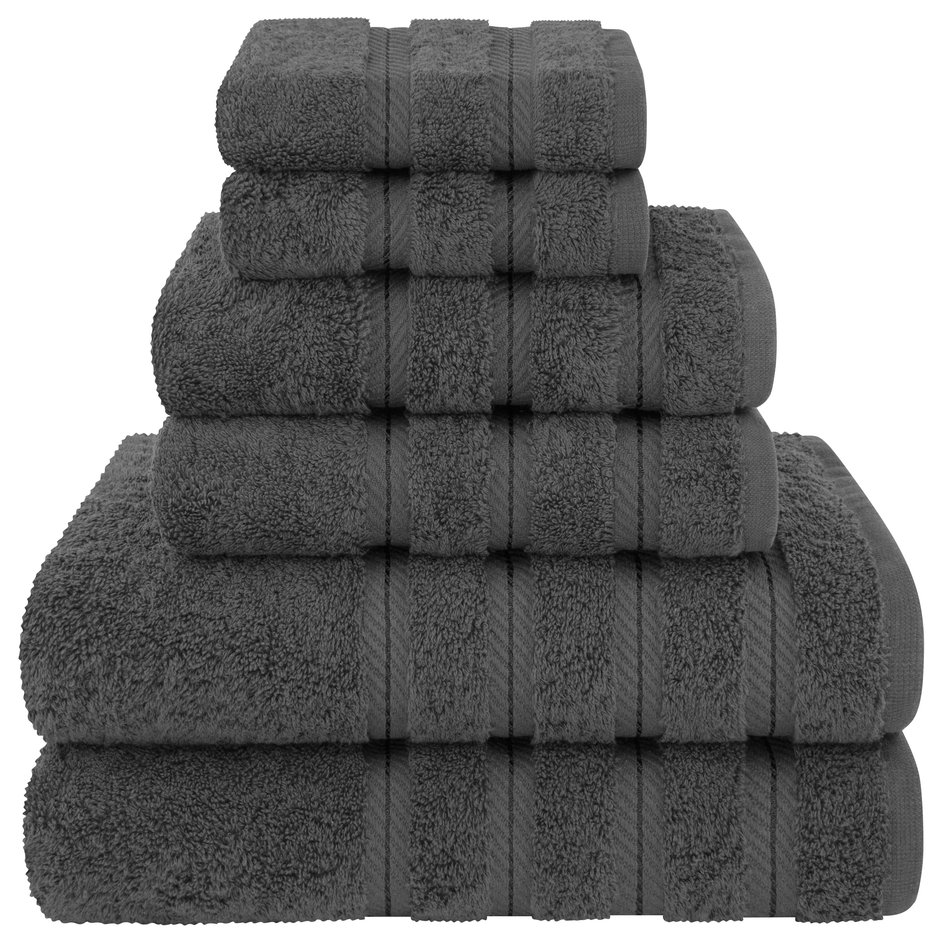 American Soft Linen Bath Towel Set 100% Turkish Cotton Luxury 6 Piece Towel Set, 2 Bath Towels, 2 Hand Towels , 2 Washcloths - Grey