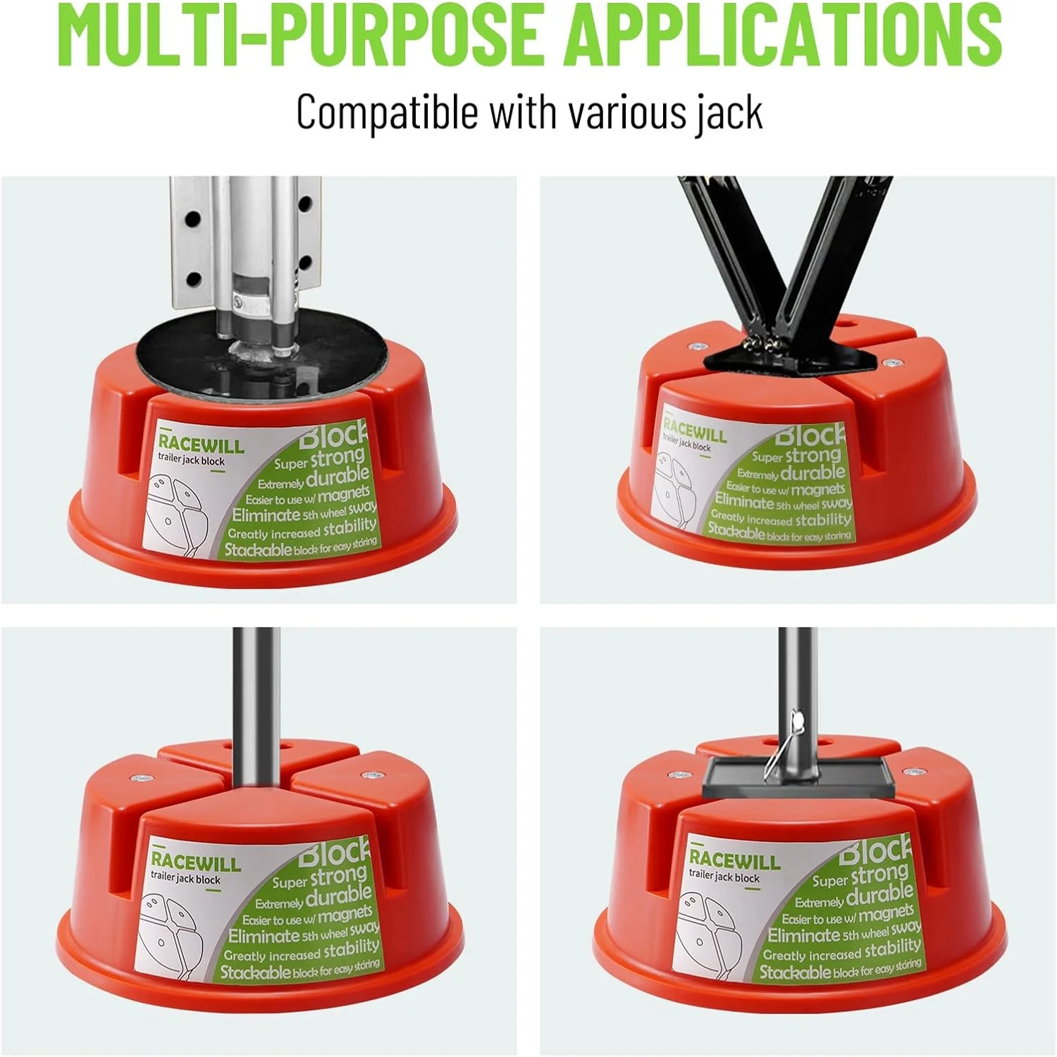 2 Pack Trailer Jack Blocks, RV Camper Stabilizer Blocks Round with Magnets for Travel Trailer or Fifth Wheel Leveling Stabilizers Jack Stands