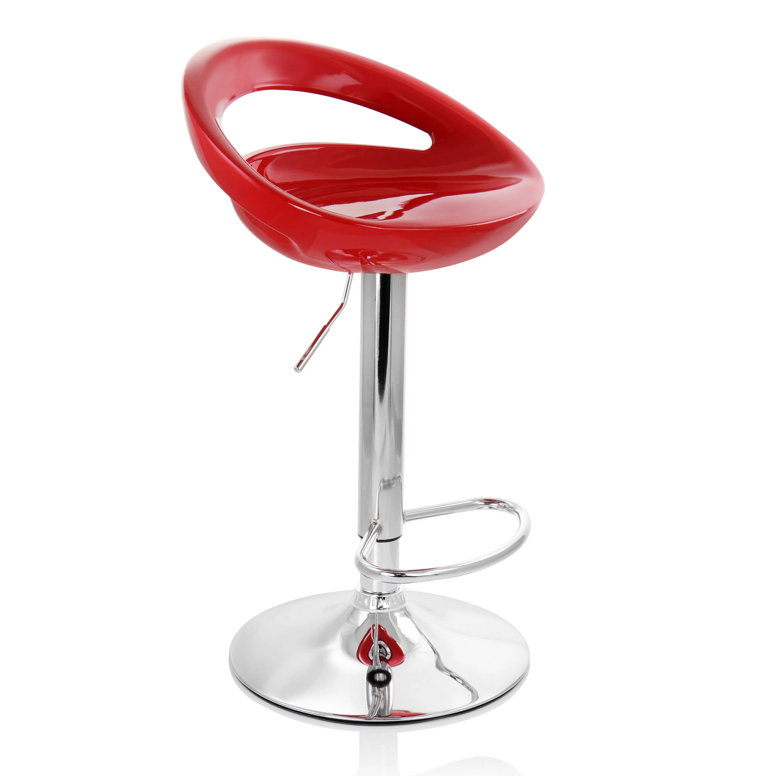 Elama Bar Stool with Adjustable Height & Swivel, Red and Chrome, Set of 2