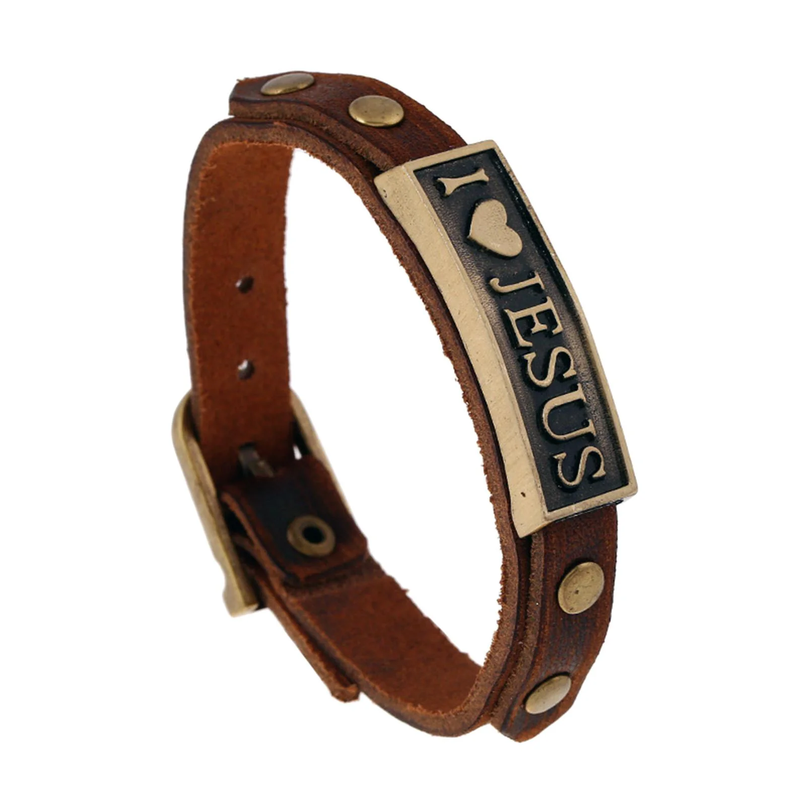 fenteer Leather Bracelet Chic Adjustable i Love Jesus for Family Sisters Him and Her