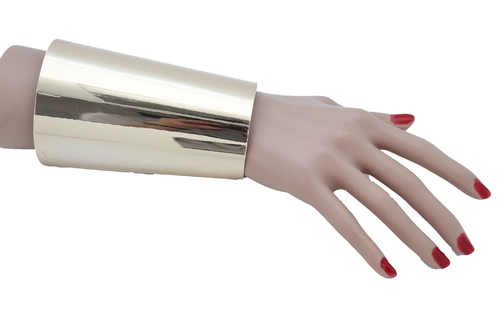 Women Gold Long Metal Wide Cuff Bracelet Fashion Jewelry Bling Fancy Celebrity