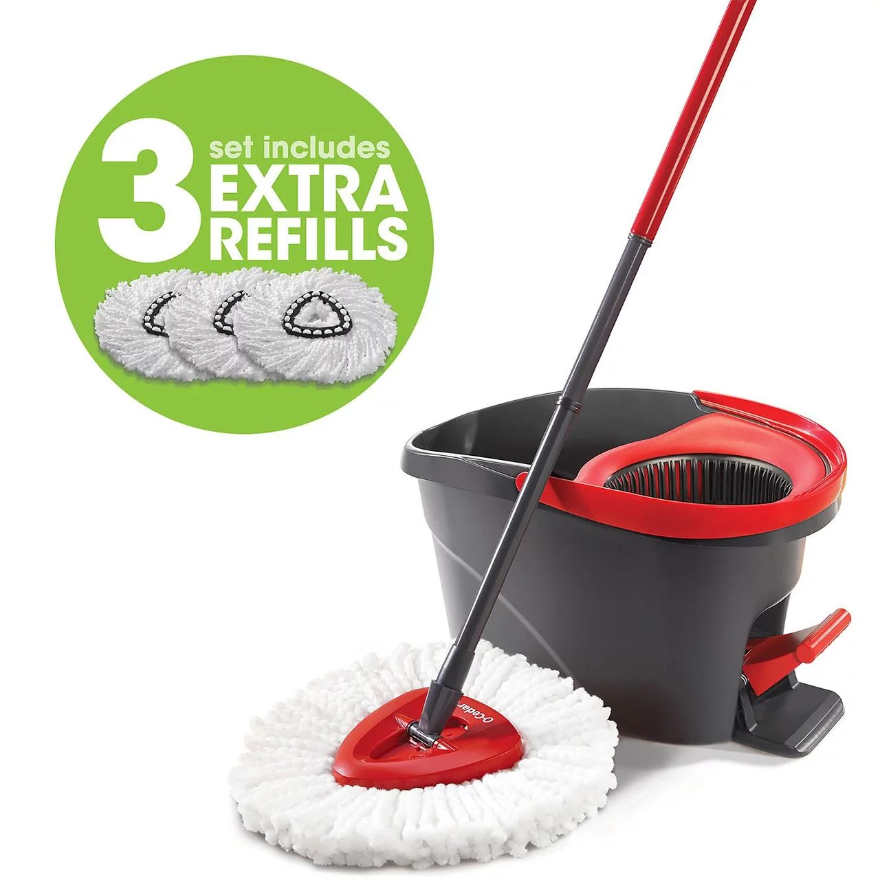 O-Cedar Easy Wring Spin Mop & Bucket System with 3 Extra Refills