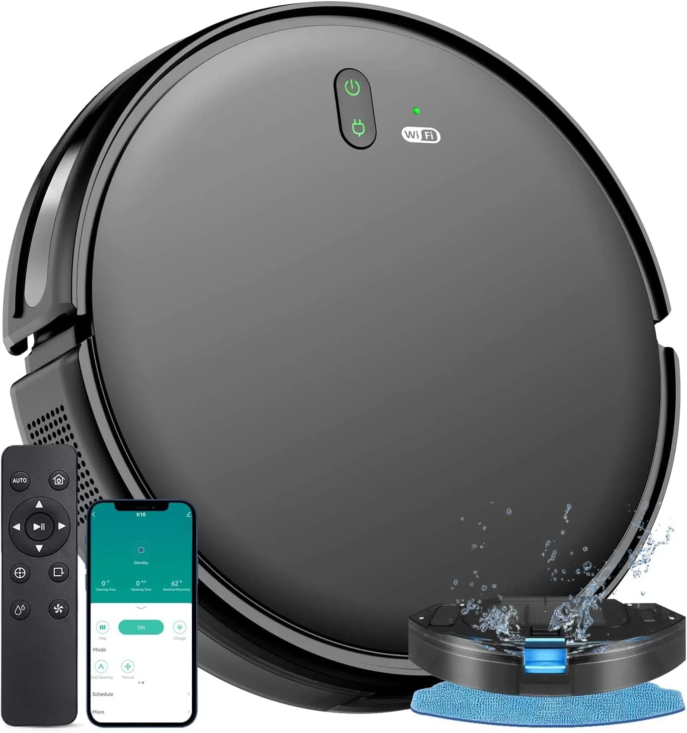 Open Box XIEBro 2 in 1 Robot Vacuum and Mop Combo with 2000Pa Max Suction - Black