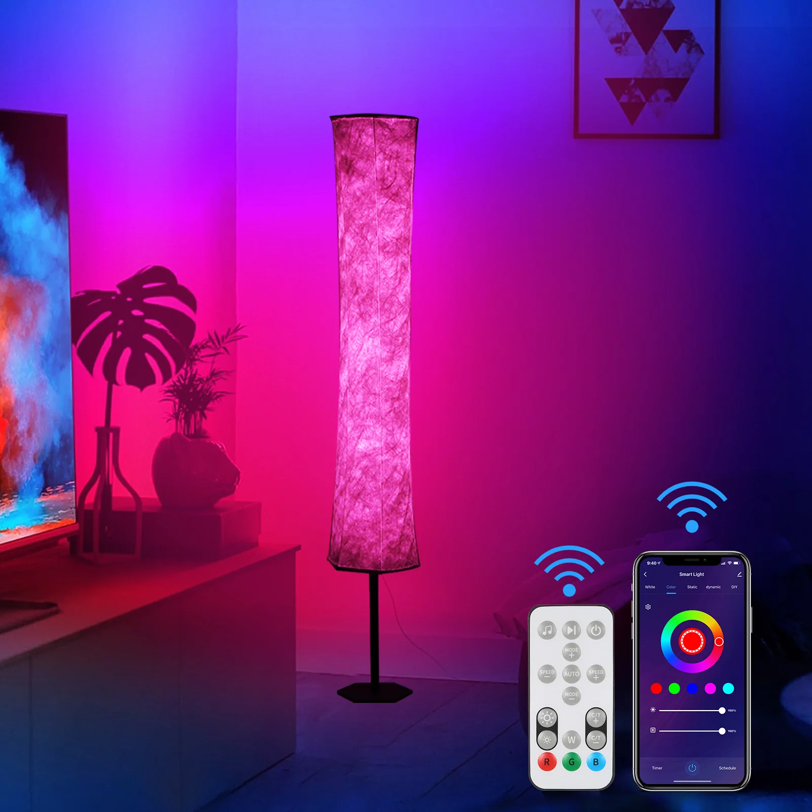 Floor lamp,Mode/diy With And 32 Mode/ Diy Sync/ And Voice A C85-265v 11w Lamp Supported App Floor Lamp Mode/ Diy Study Room Cafe Voice 32 Diy Sync/ Ideal Various Scenes. Qisuo