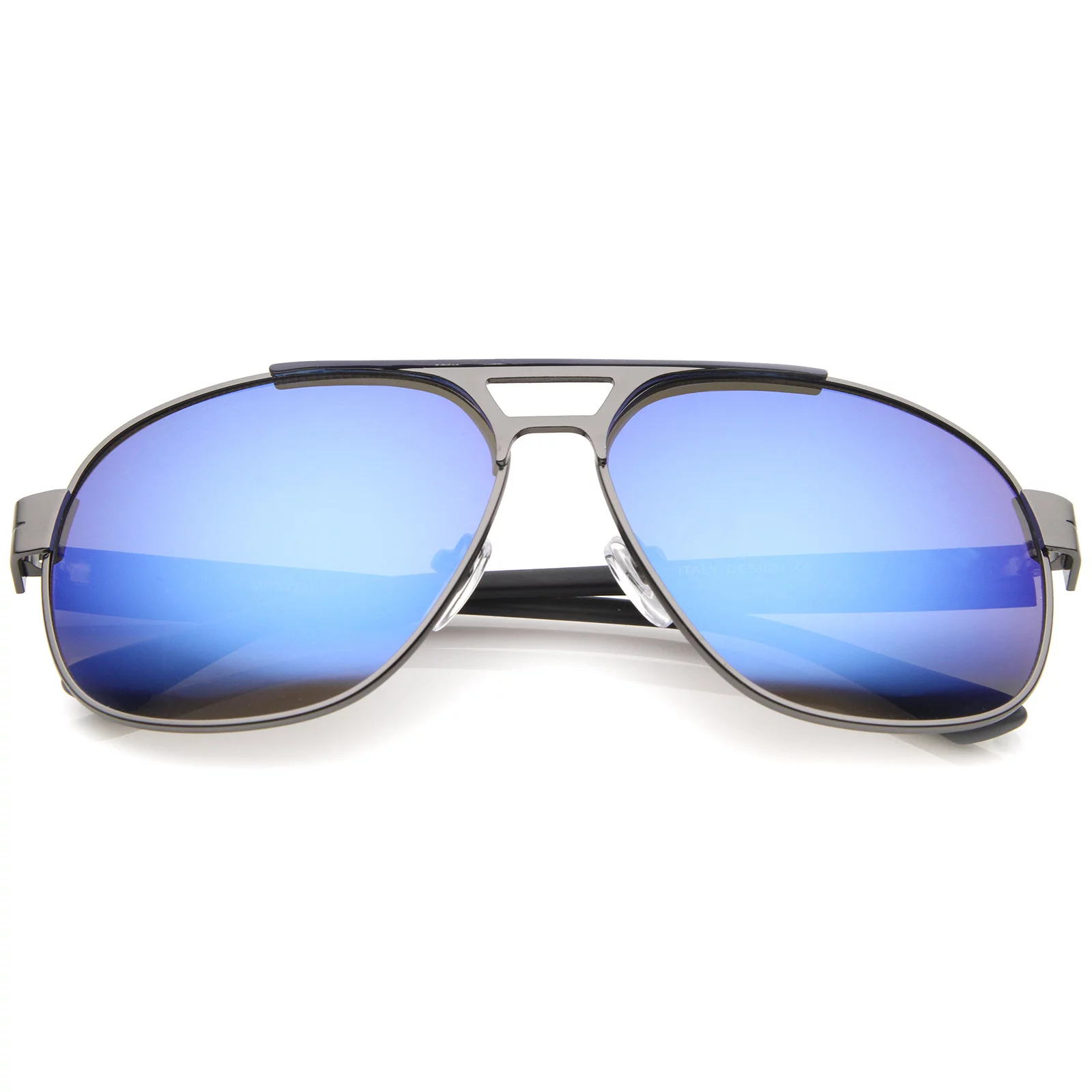 sunglassLA - Modern Flat Top Crossbar Mirror Lens Metal Square Aviator Sunglasses - 59mm