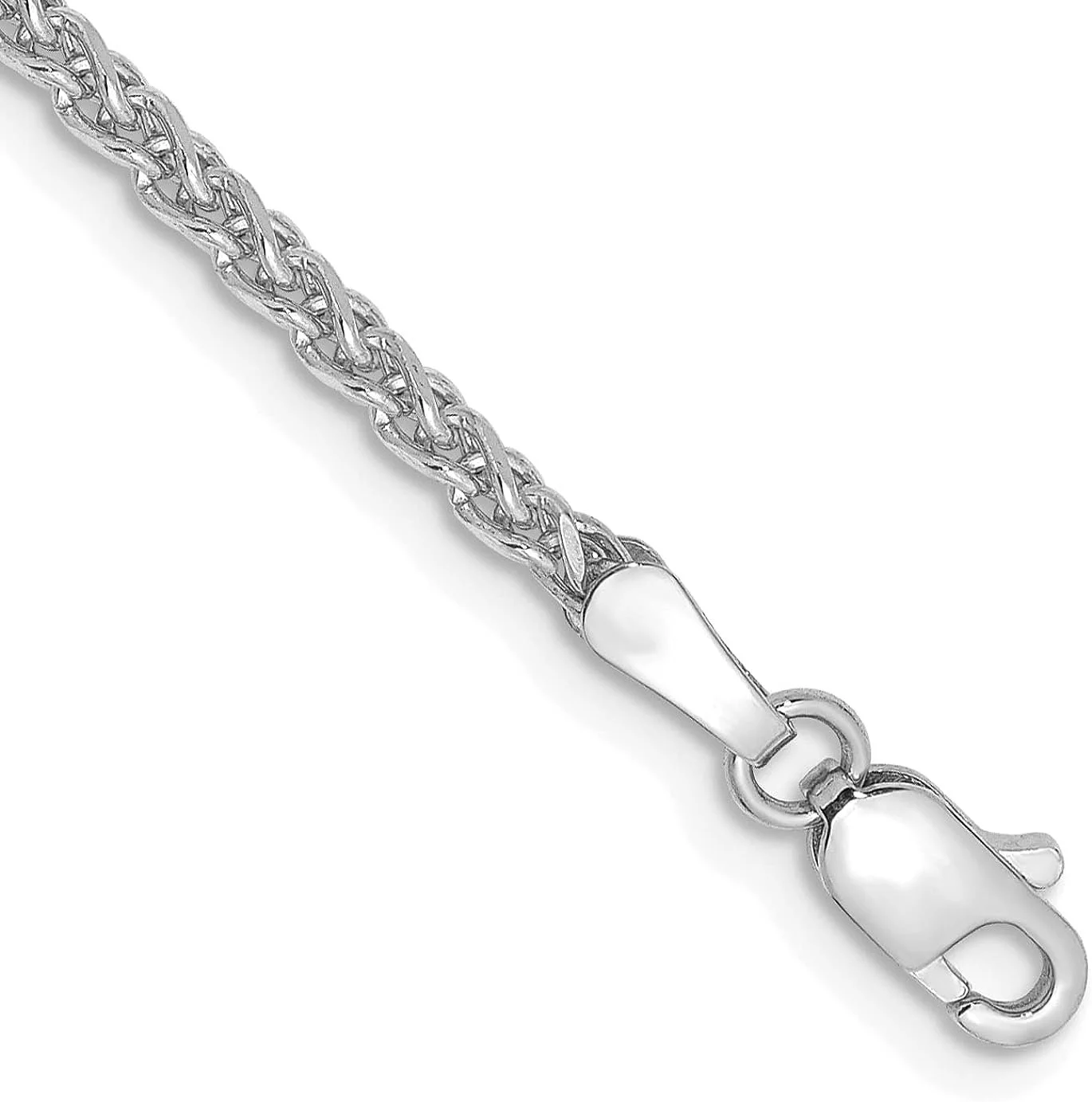 Solid 14K White Gold 2.3mm Diamond-cut Spiga with Lobster Lock Bracelet - 7
