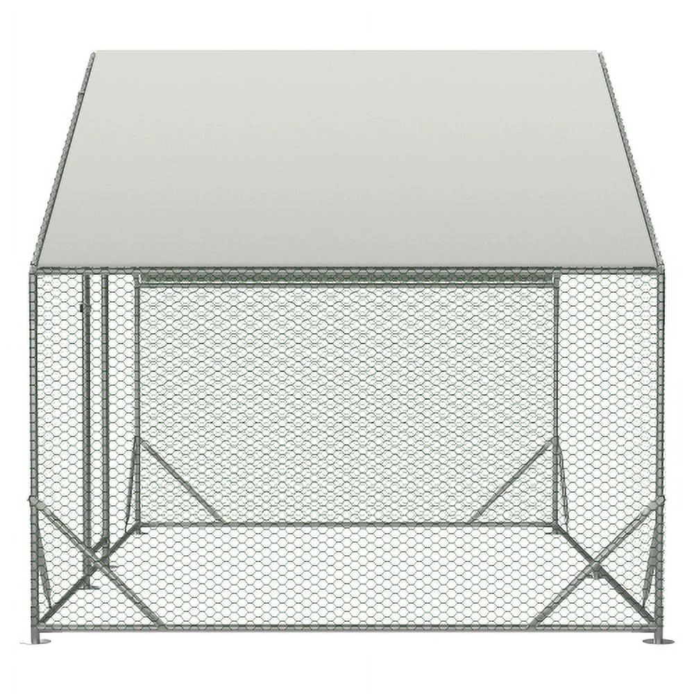 Large Metal Chicken Coop, Walk-in Chicken Run, Galvanized Wire Poultry Chicken Hen Pen Cage, Rabbits Duck Cages with Waterproof and Anti-Ultraviolet Cover for Outside(10' L x 6.6' W x 6.56' H)